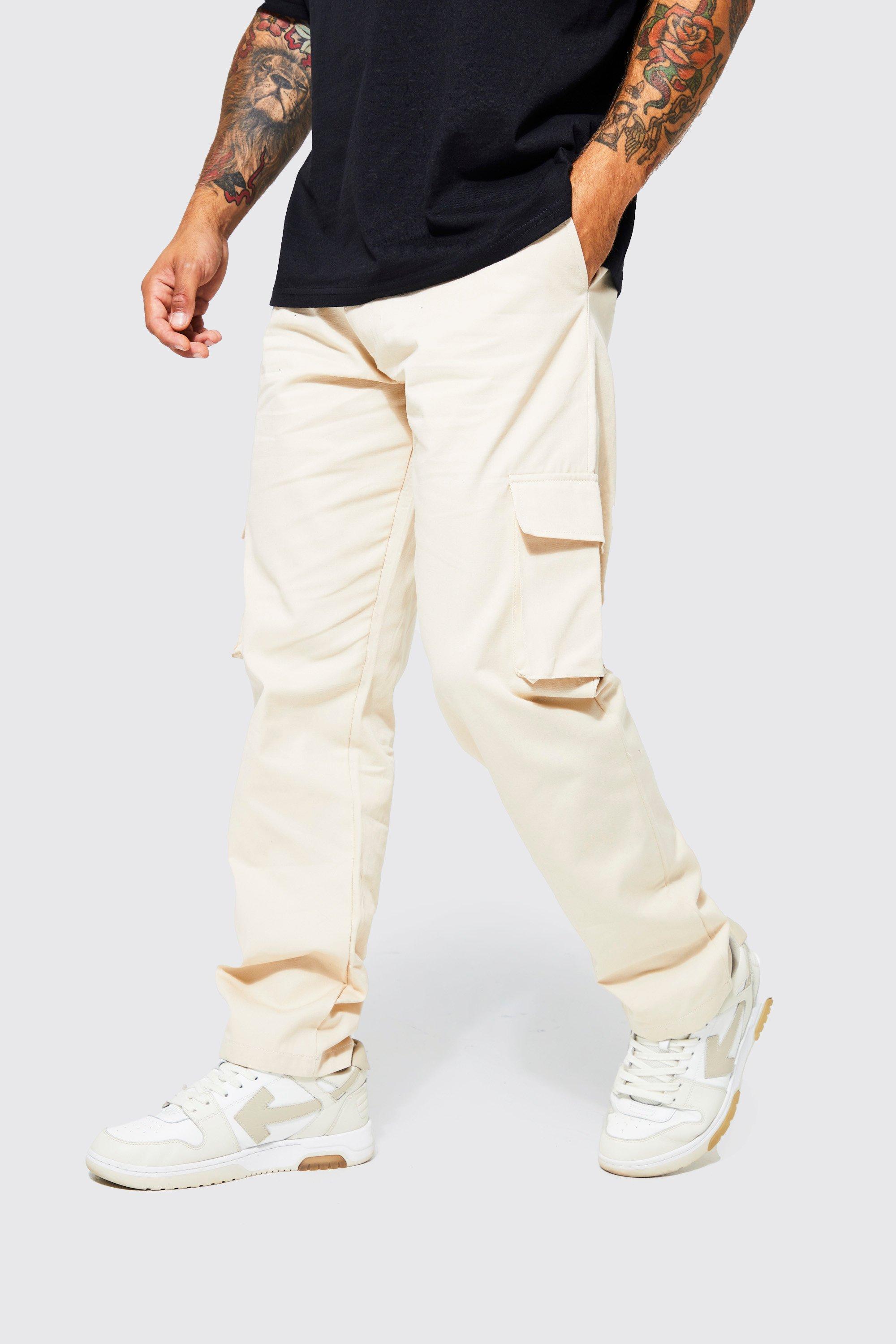 Fixed Waist relaxed Fit Cargo Chino Pants | boohooMAN USA