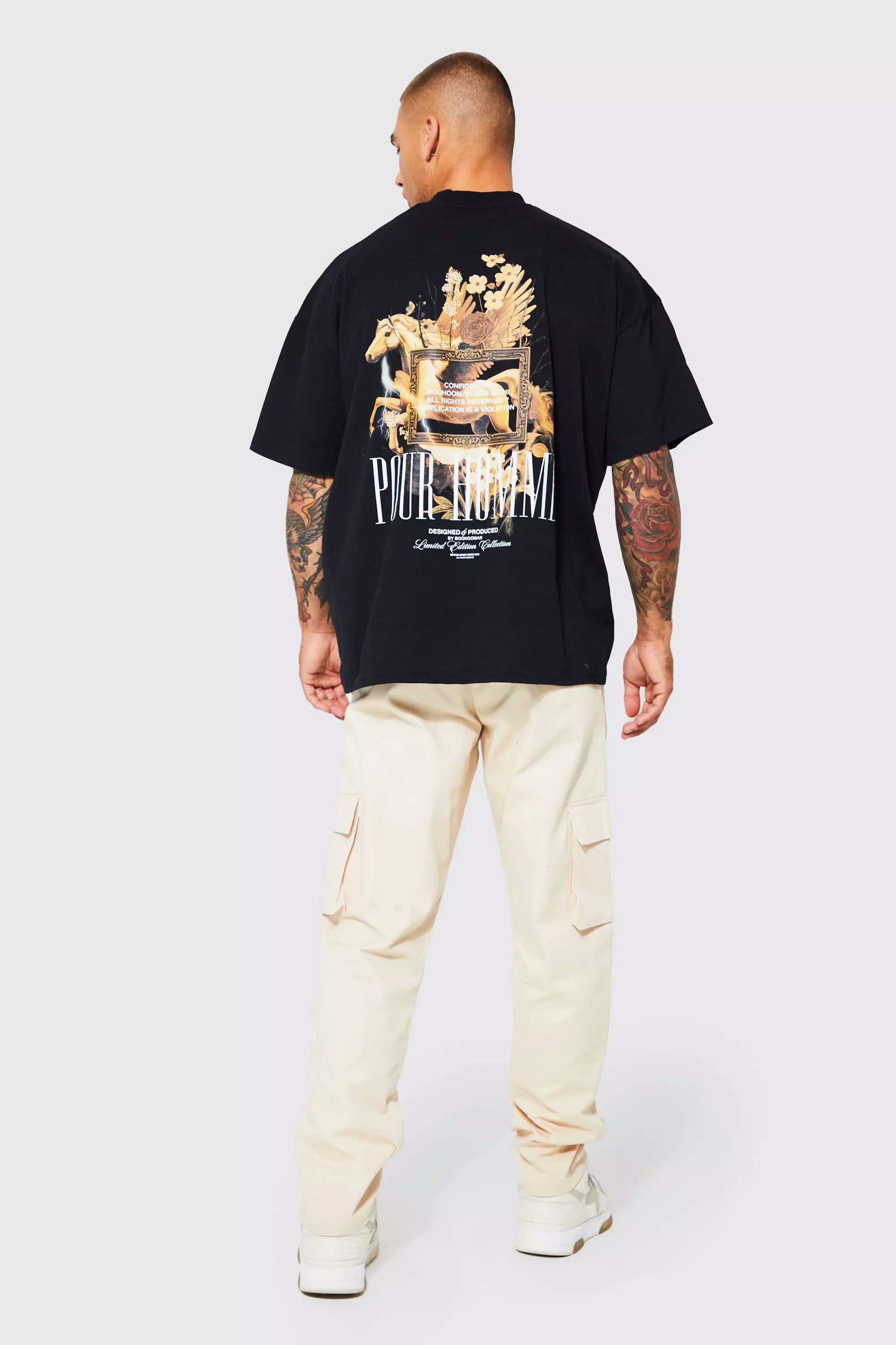 Pantaloni Cargo Rilassati Con Vita Fissa, Stone immagine alternativa