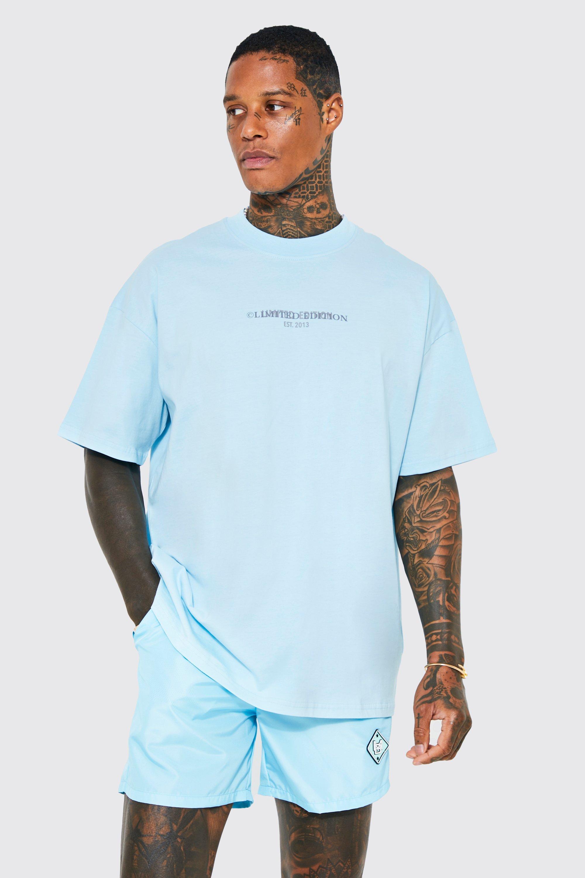 BoohooMAN Plus Oversized Vintage Palm Graphic T-shirt in Blue for Men