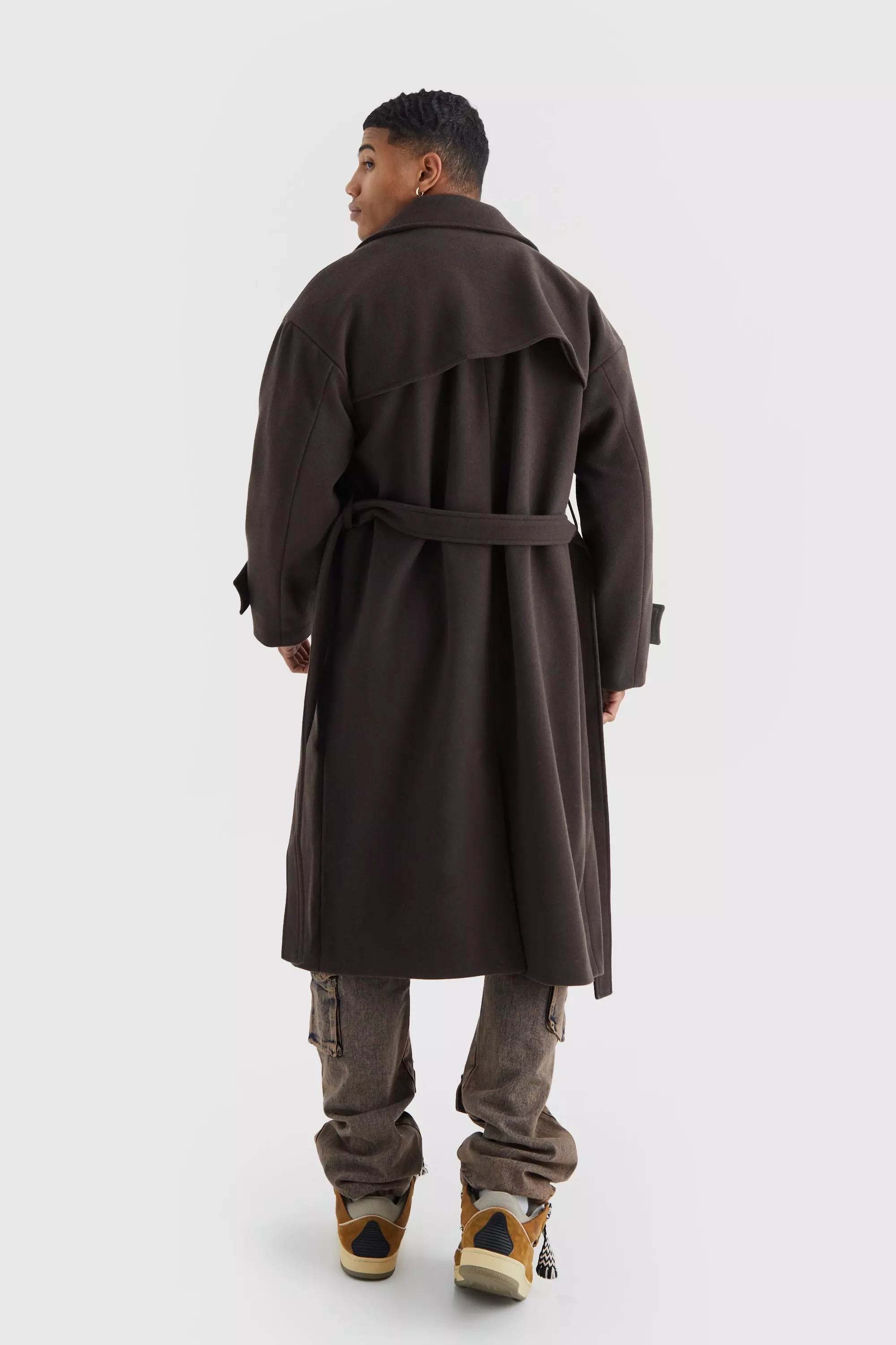 Double Breasted Trench Overcoat in Chocolate alternative image