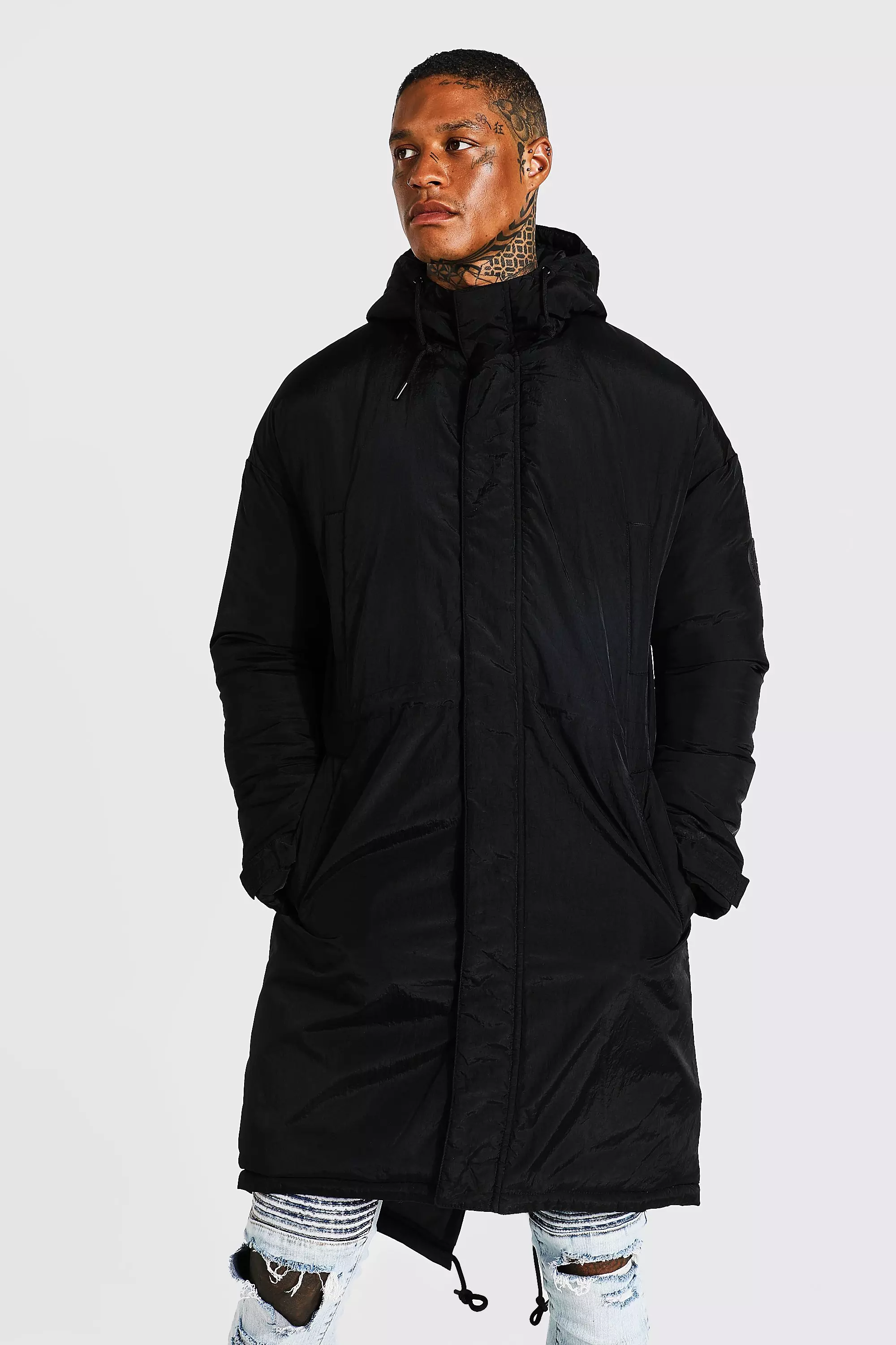Clean Tech Longline Parka boohooMAN IE