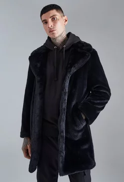 Faux Fur Overcoat Black