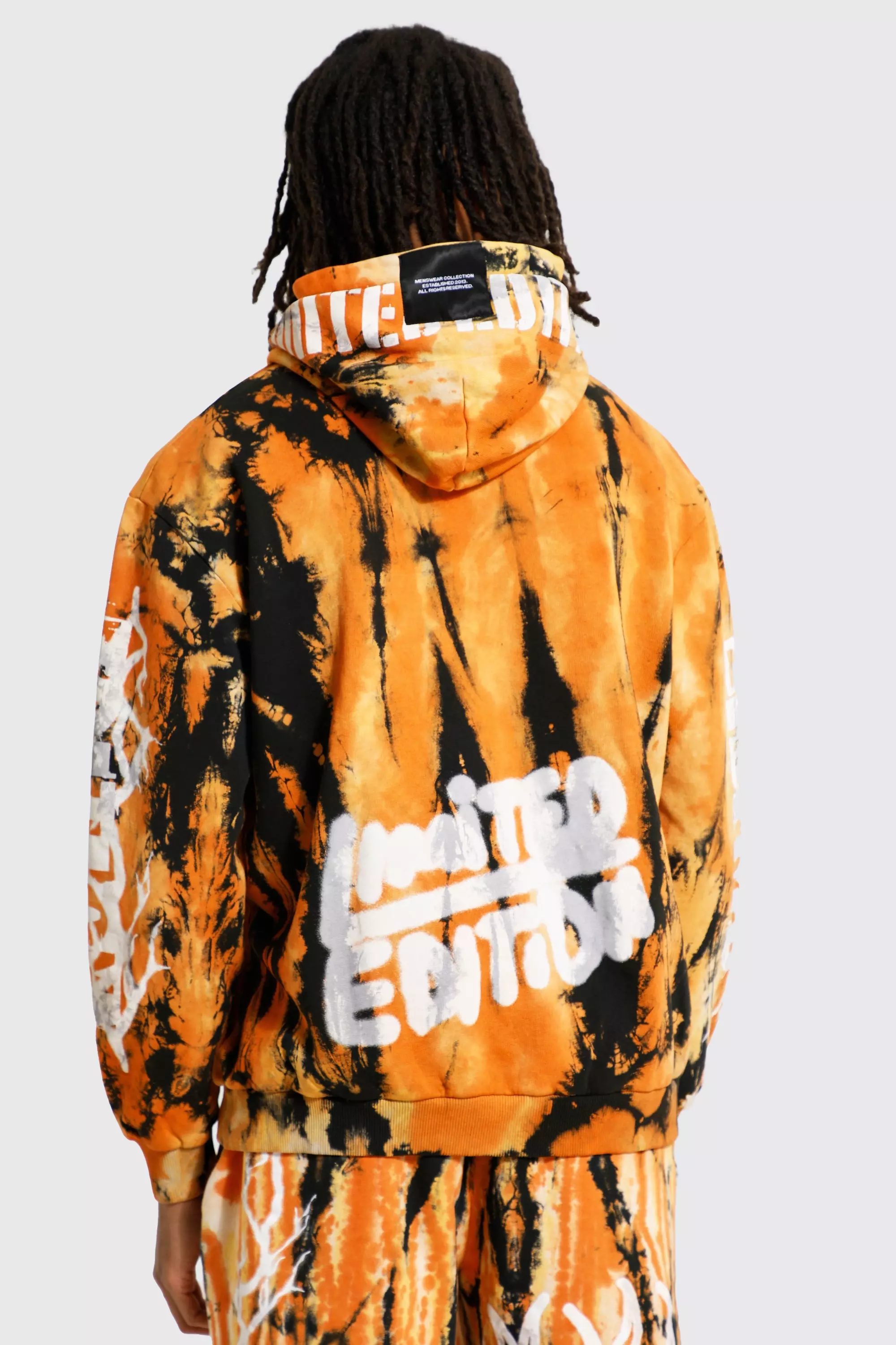 Oversized Graphic Tie Dye Hoodie boohooMAN