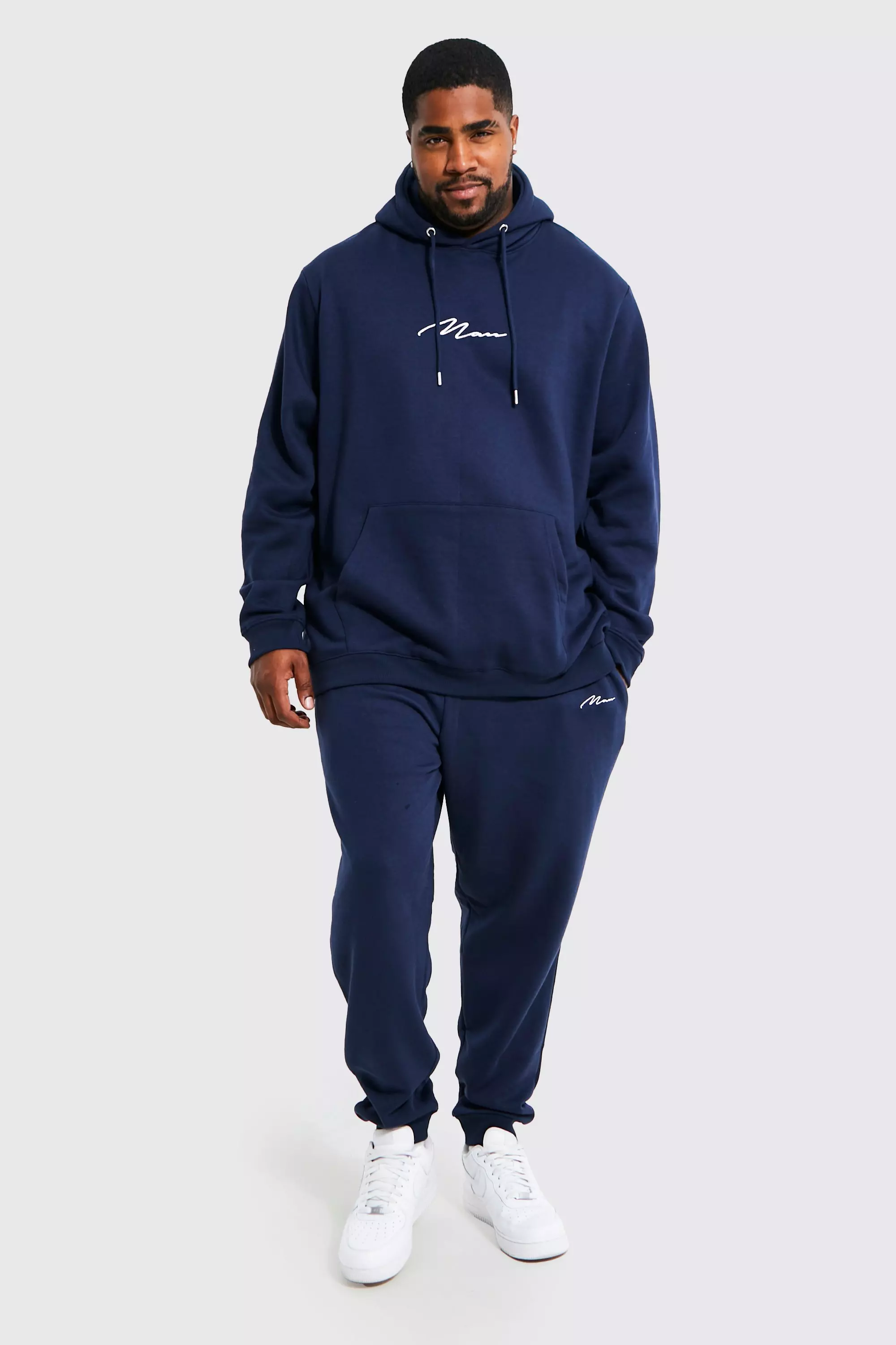 Plus Size Man Script Hooded Tracksuit boohooMAN UK