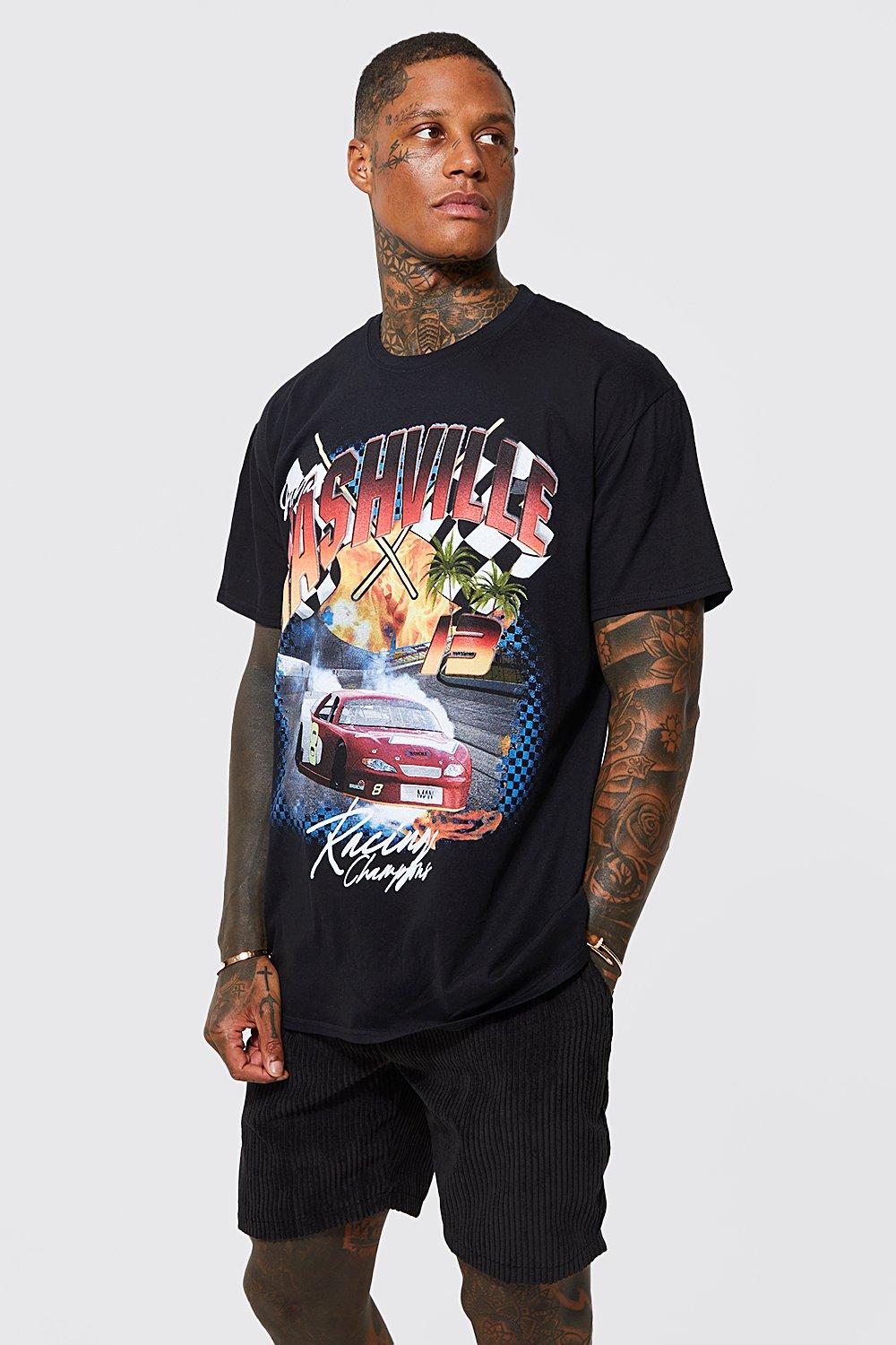 boohooMAN Oversized Car Graphic T-Shirt - Black - Size L