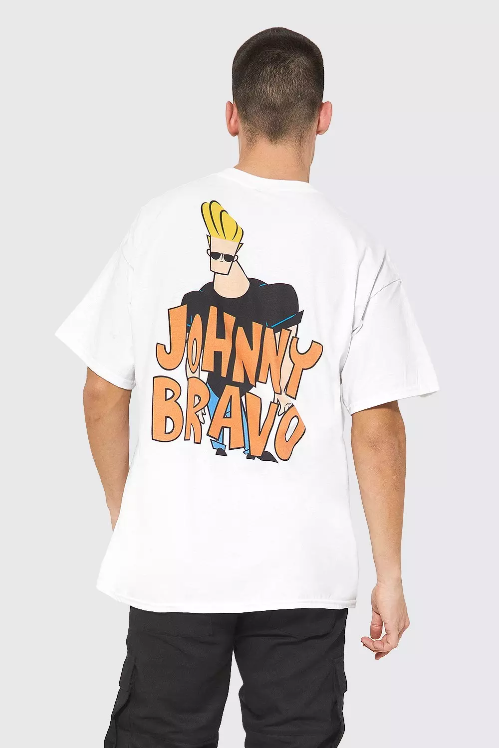White Oversized Johnny Bravo License T-shirt alternative image