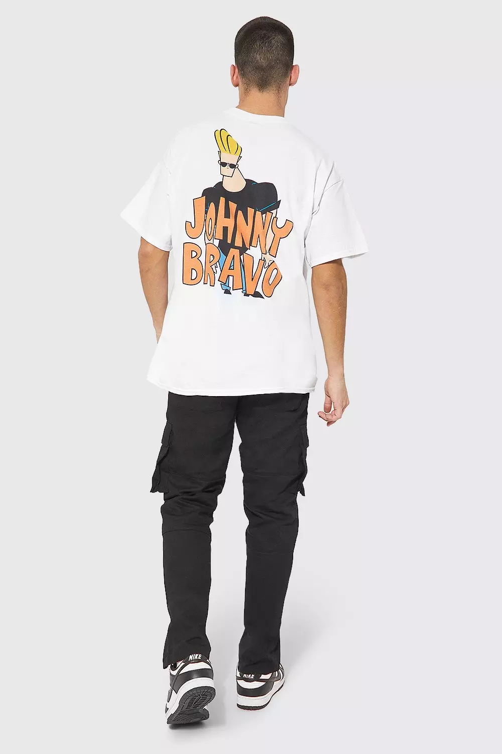 White Oversized Johnny Bravo License T-shirt alternative image