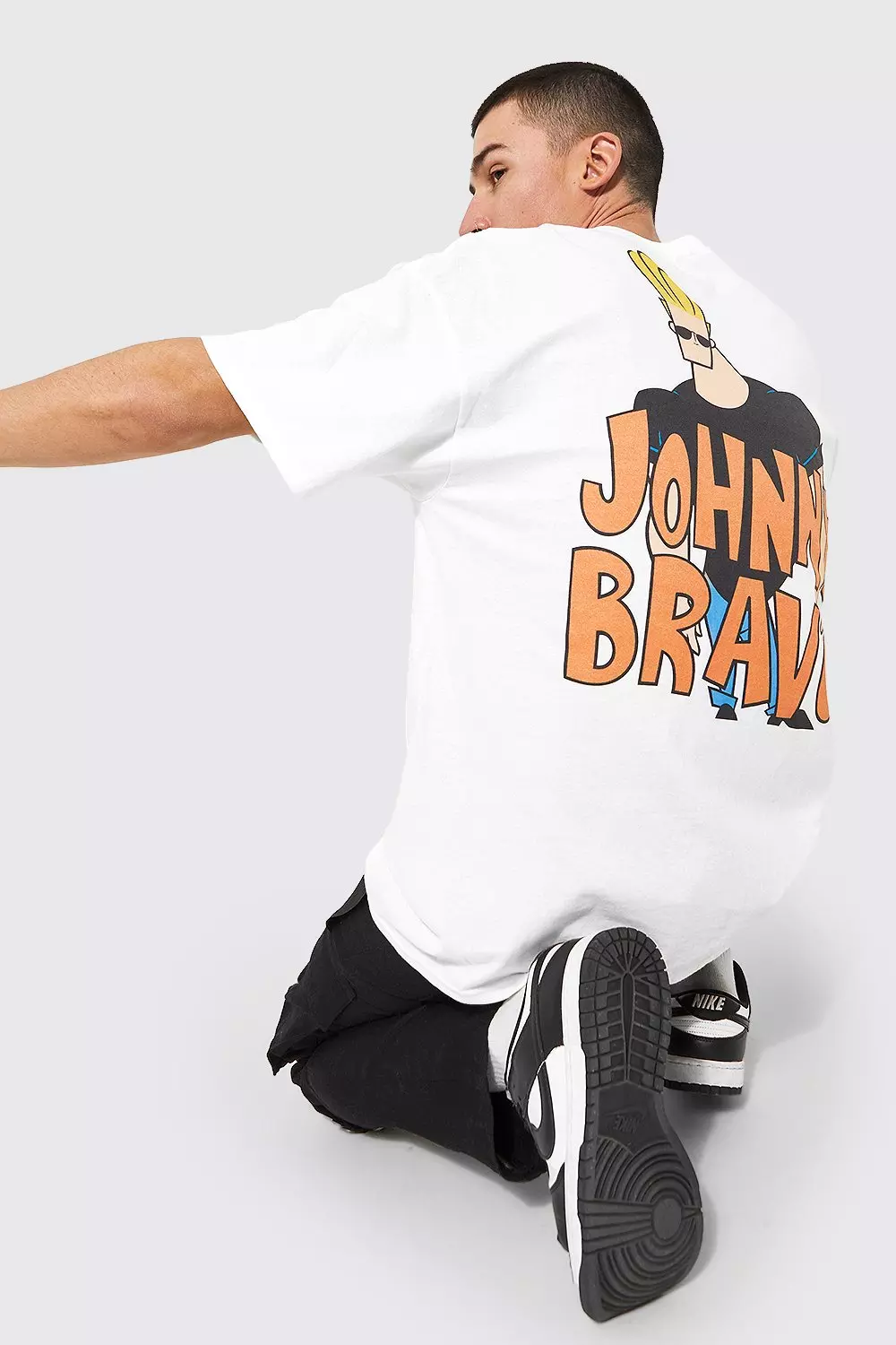 White Oversized Johnny Bravo License T-shirt alternative image