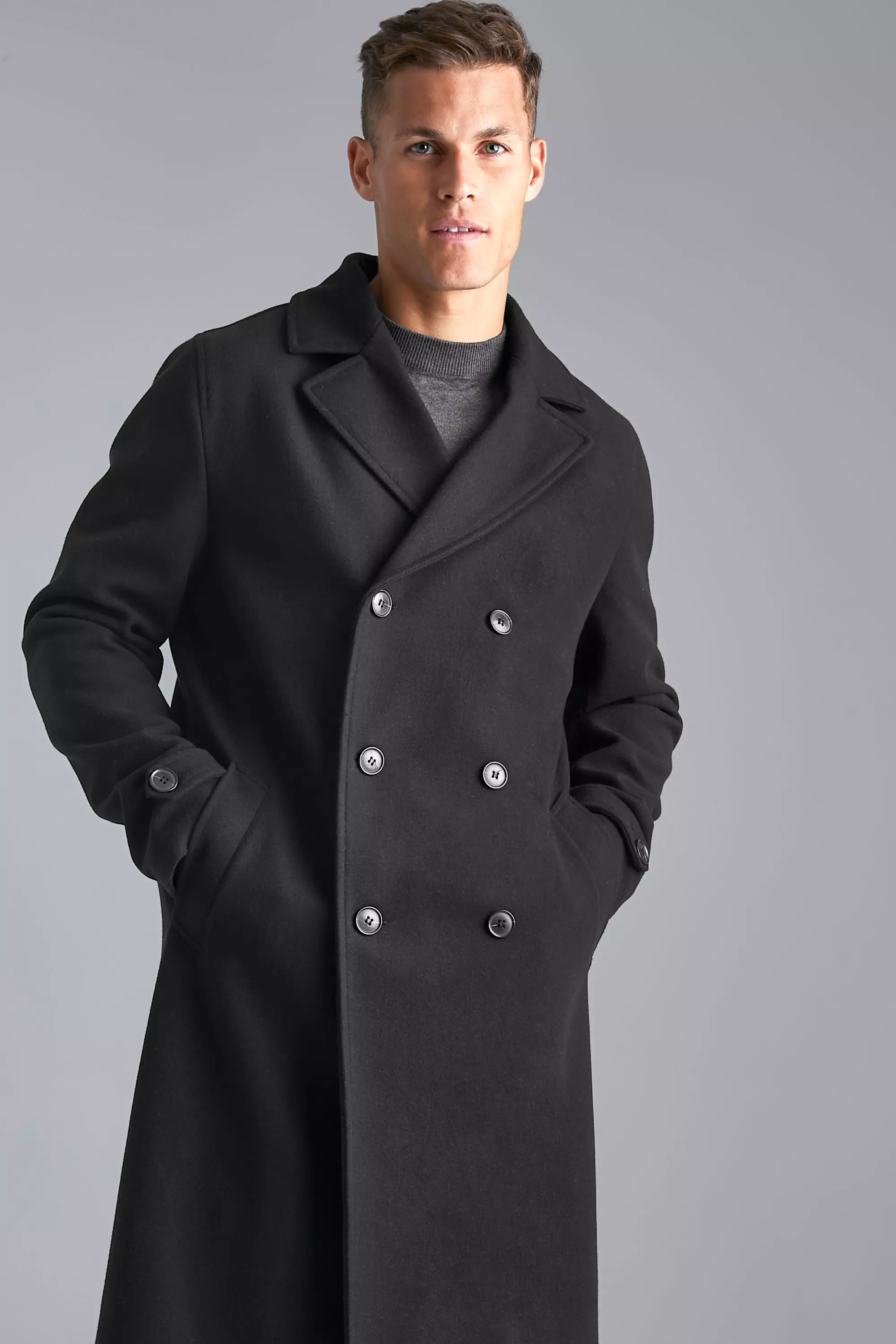 Double breasted wool look coat online