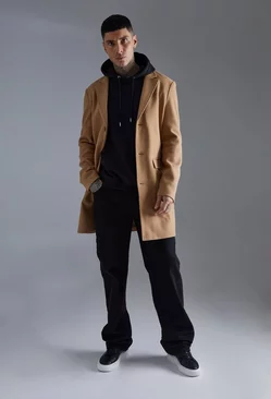 Tall Single Breasted Wool Look Overcoat Camel