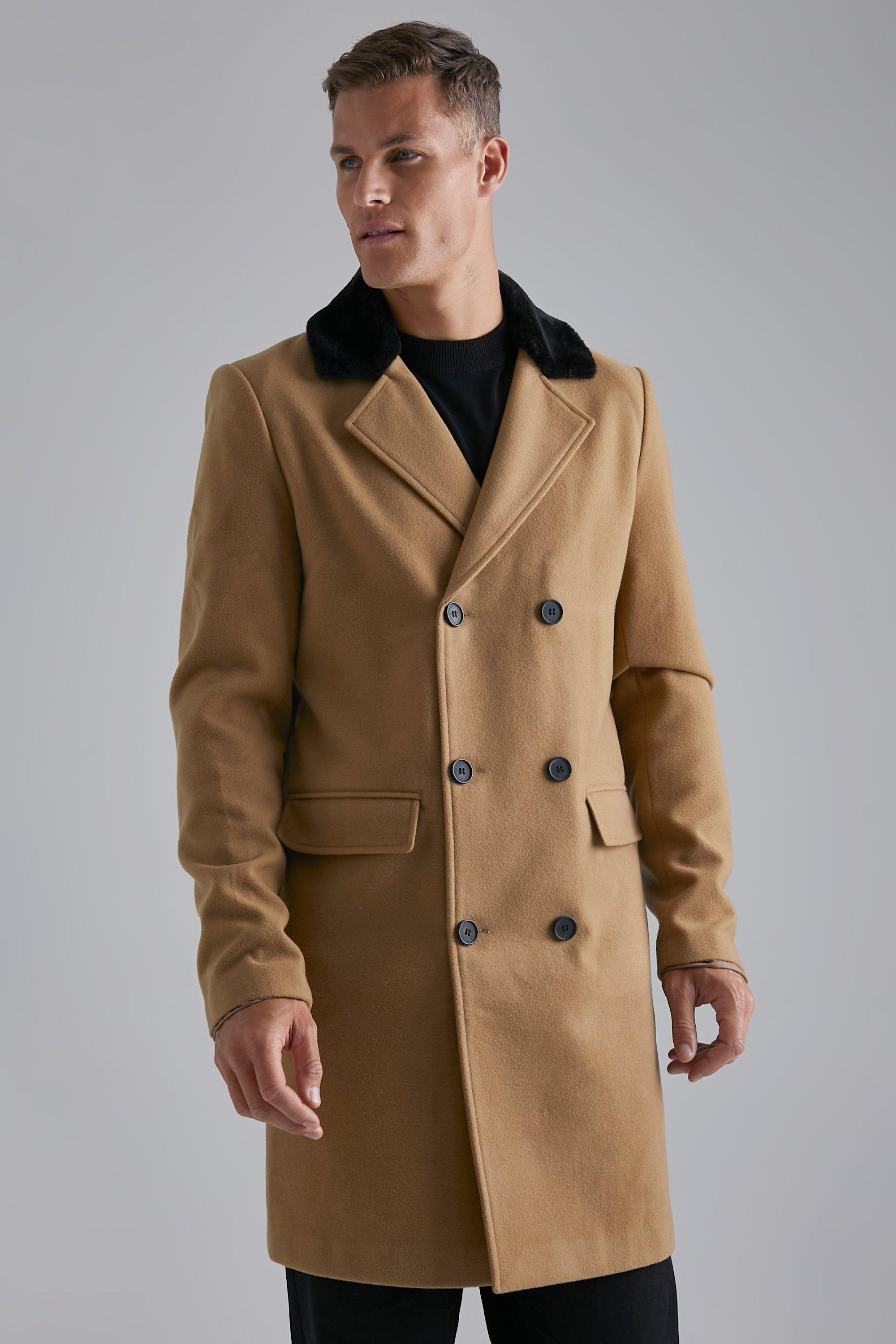 Mens double 2025 breasted camel overcoat