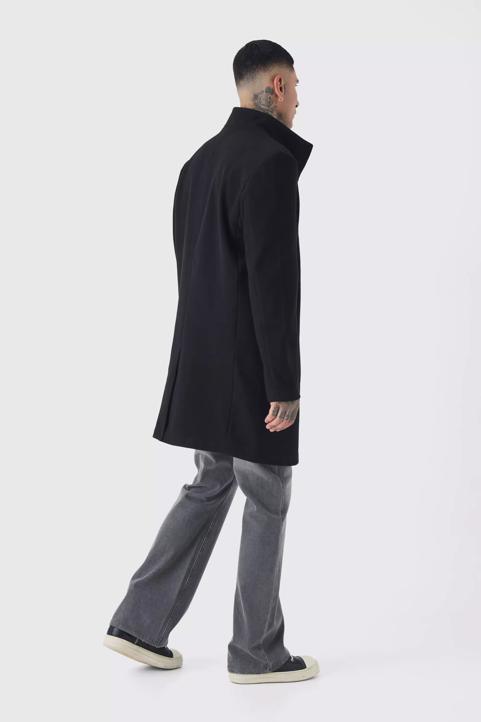 Tall - Manteau long effet laine à col montant, Black autre image