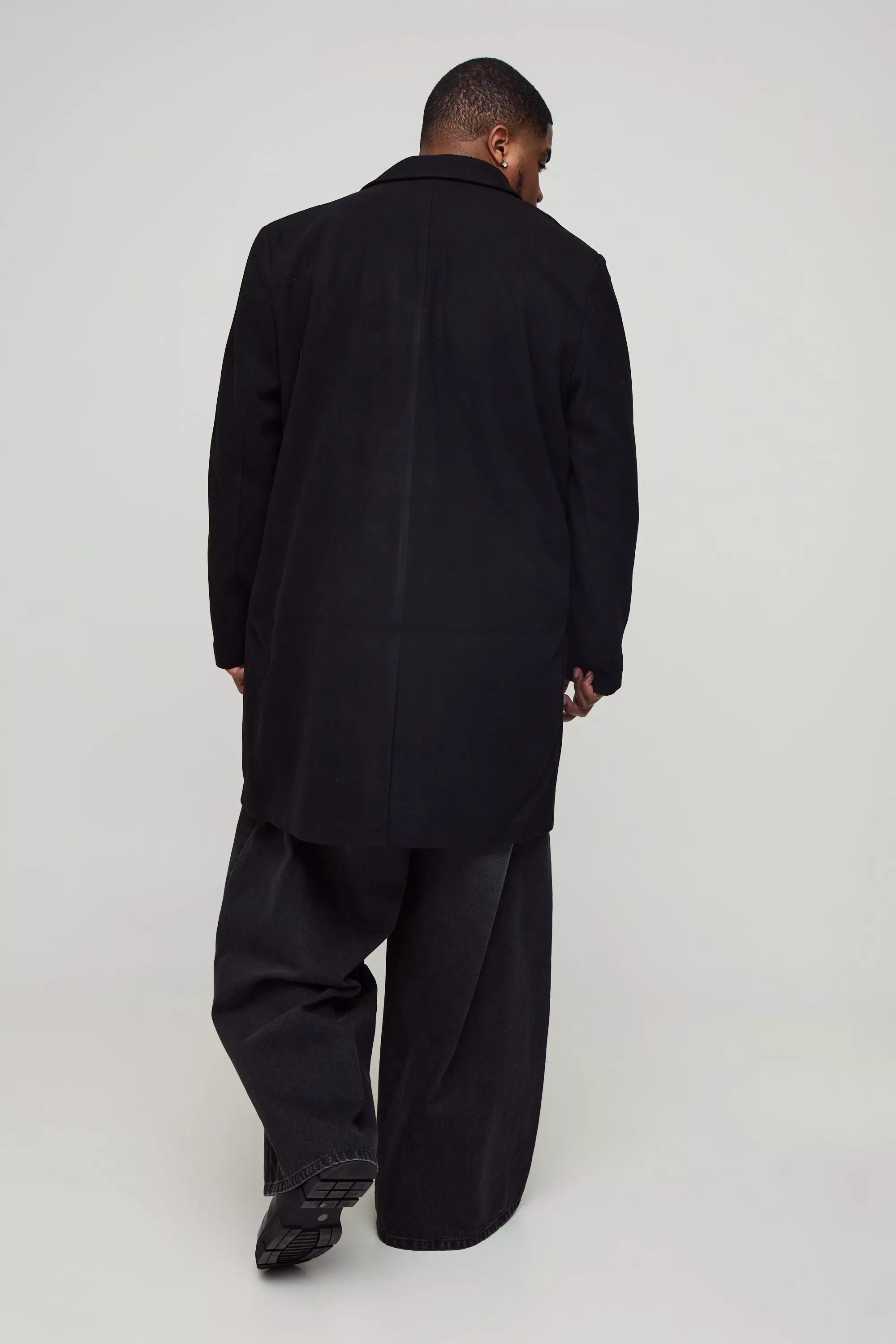 Plus Single Breasted Wool Look Overcoat in Black alternative image