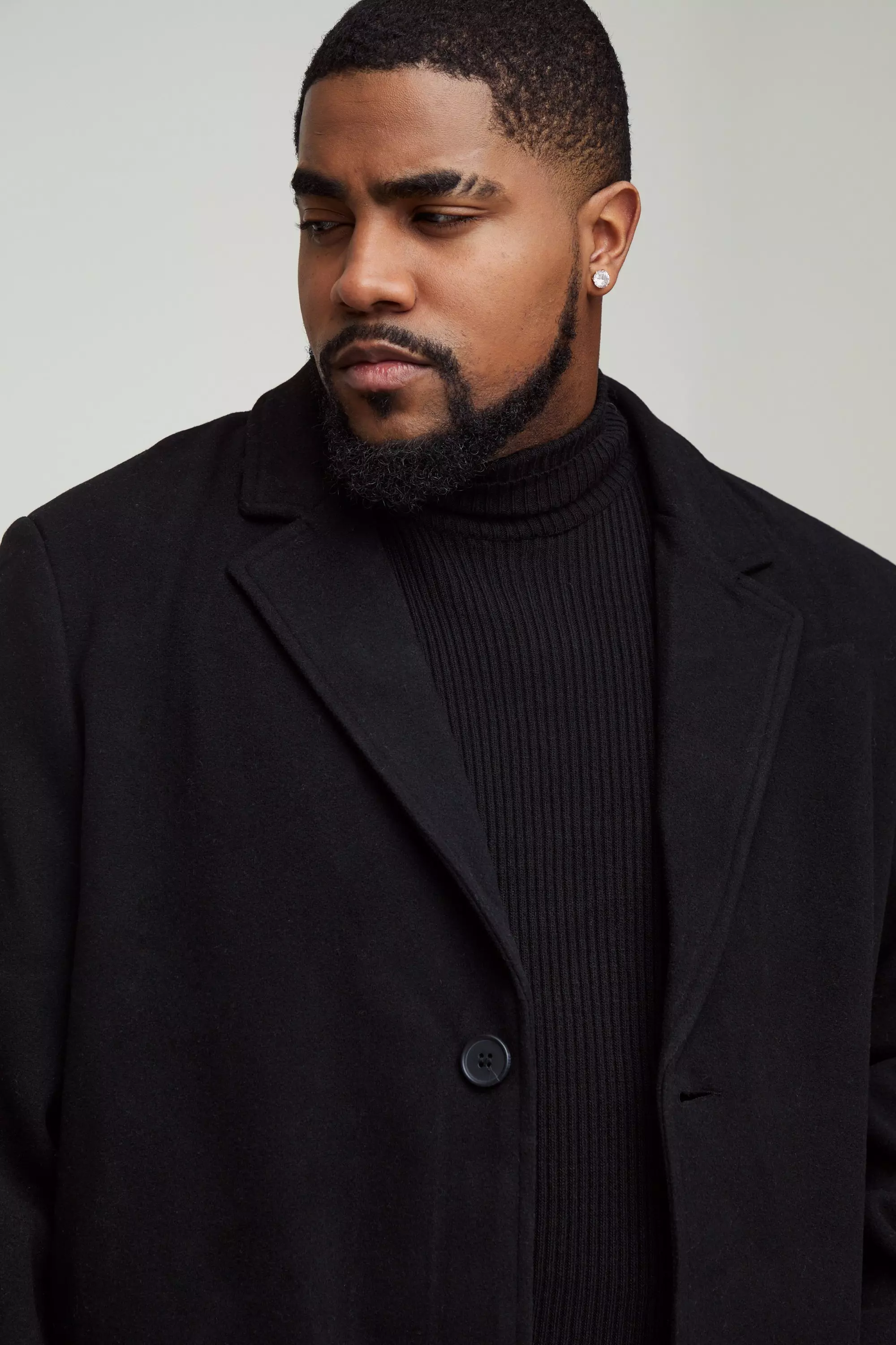 Plus Single Breasted Wool Look Overcoat in Black alternative image