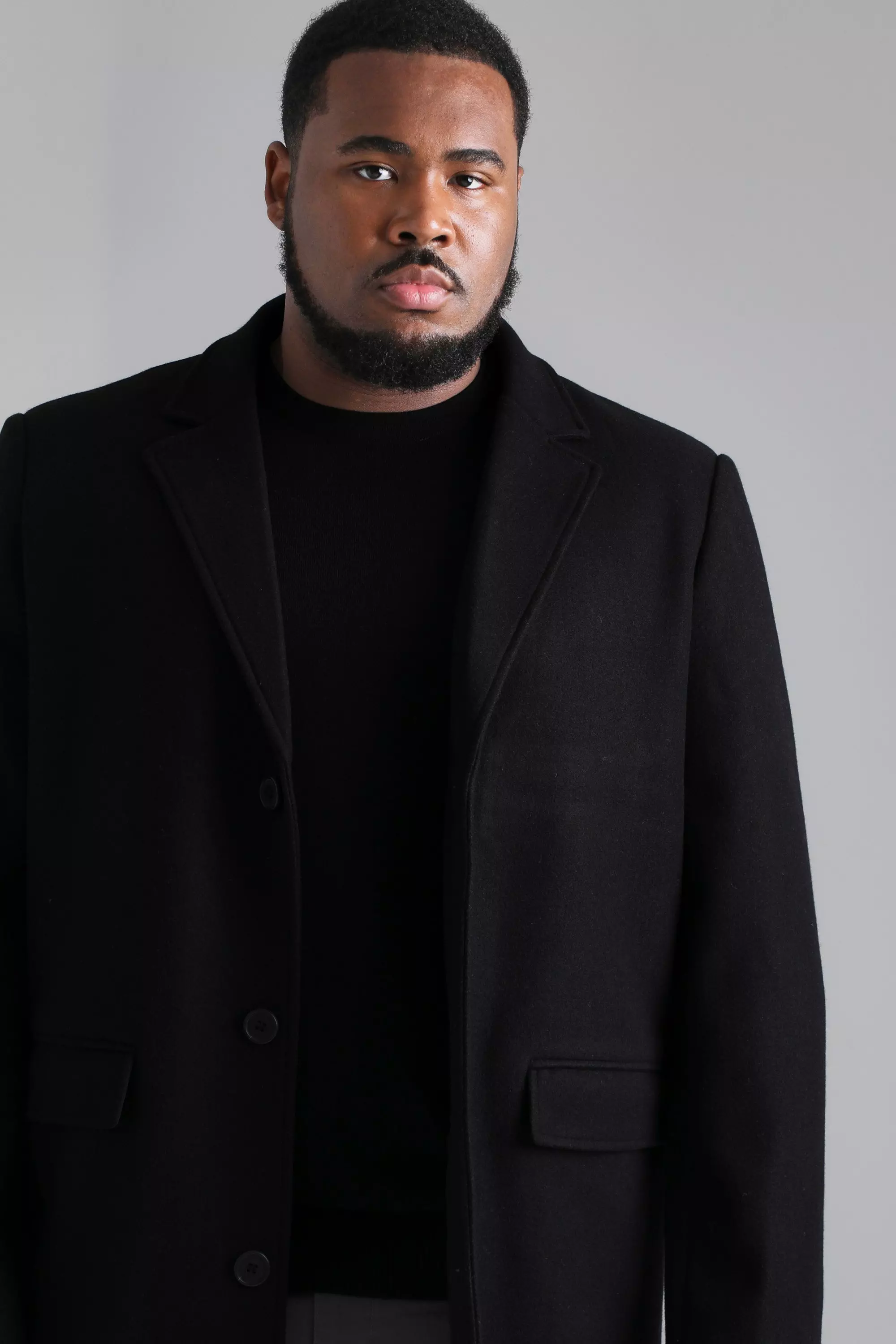 Plus Single Breasted Wool Look Overcoat in Black alternative image