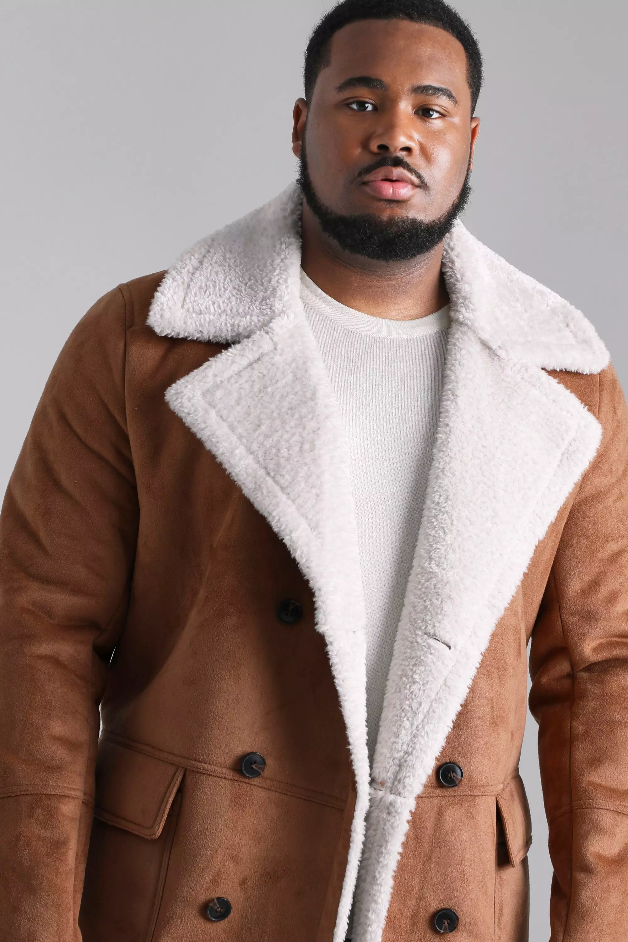 Grande taille Manteau a doublure en faux mouton