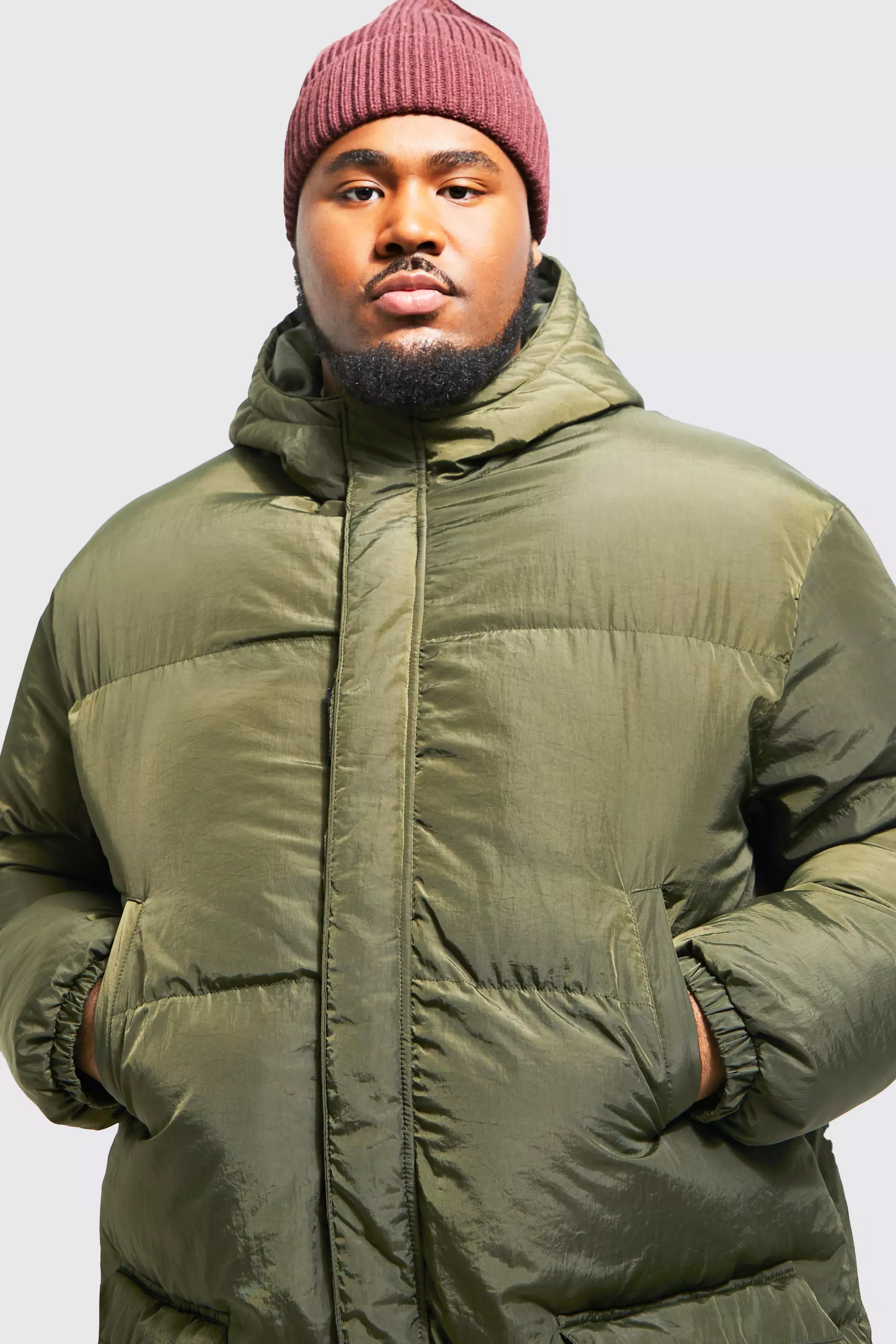 Khaki green puffer coat on sale