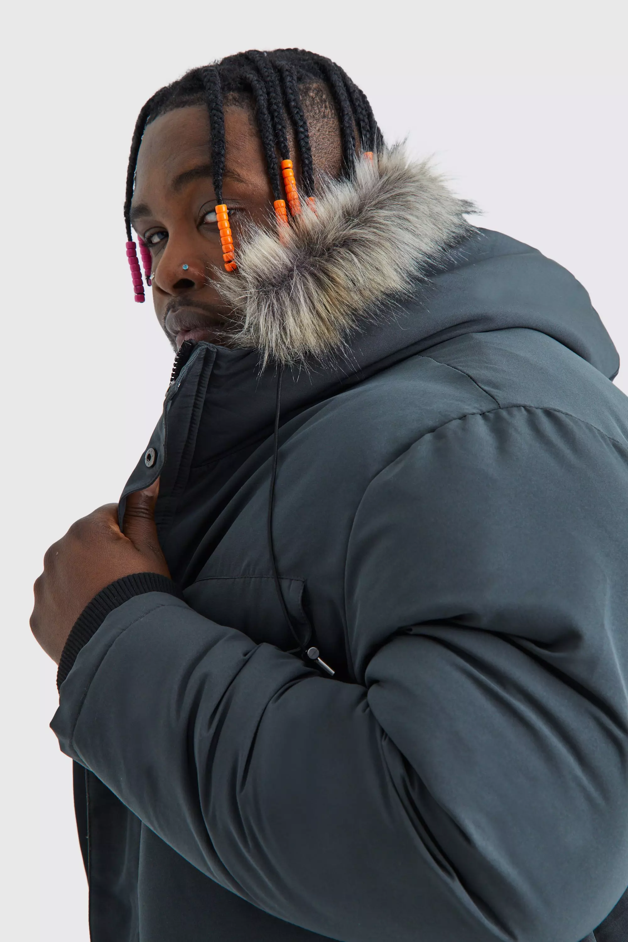 Plus Arctic Parka mit Kunstpelzkapuze, Charcoal alternatives Bild