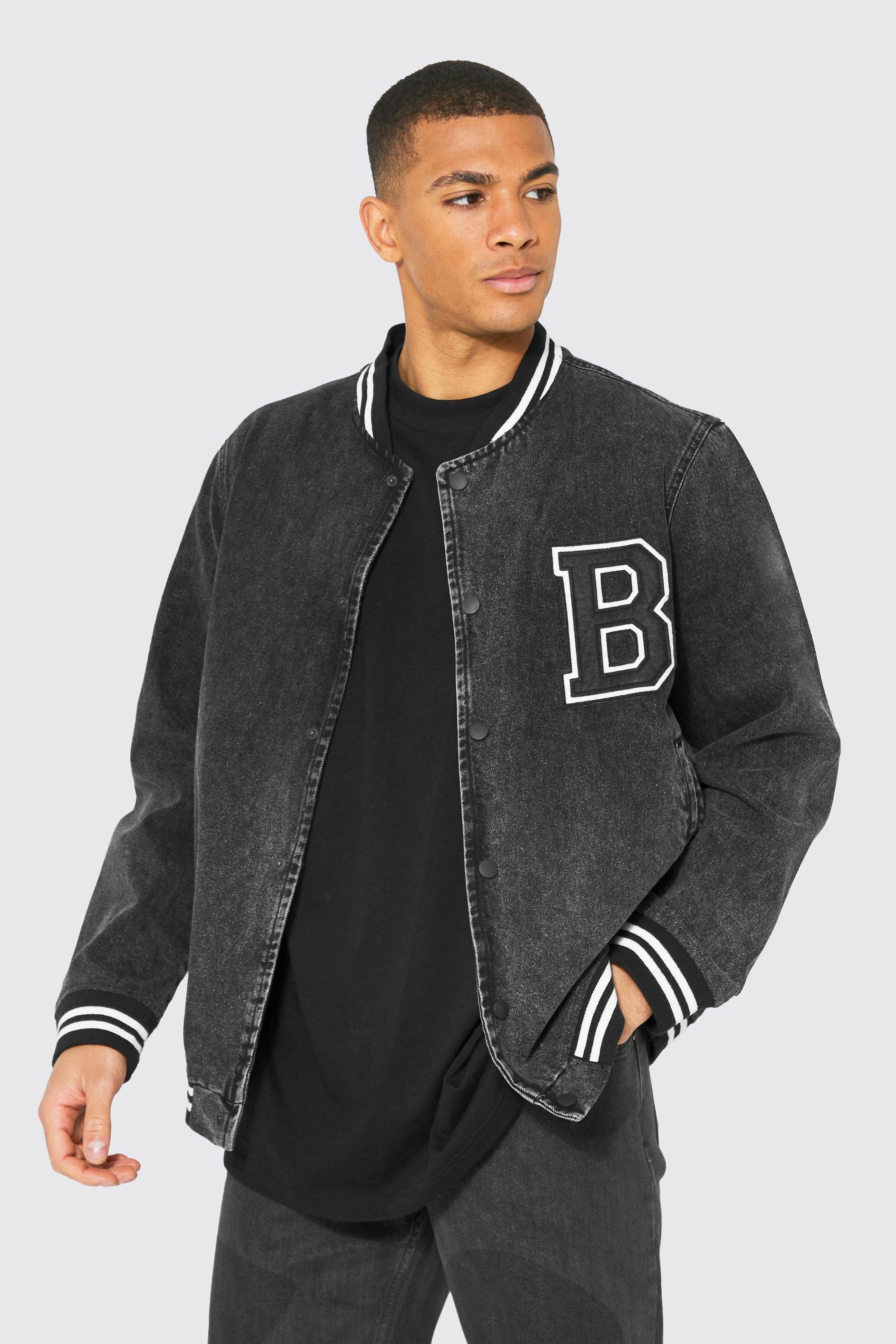 Oversized Denim Varsity Jacket