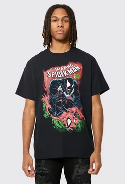 Oversized Spiderman Comic License T-shirt Black