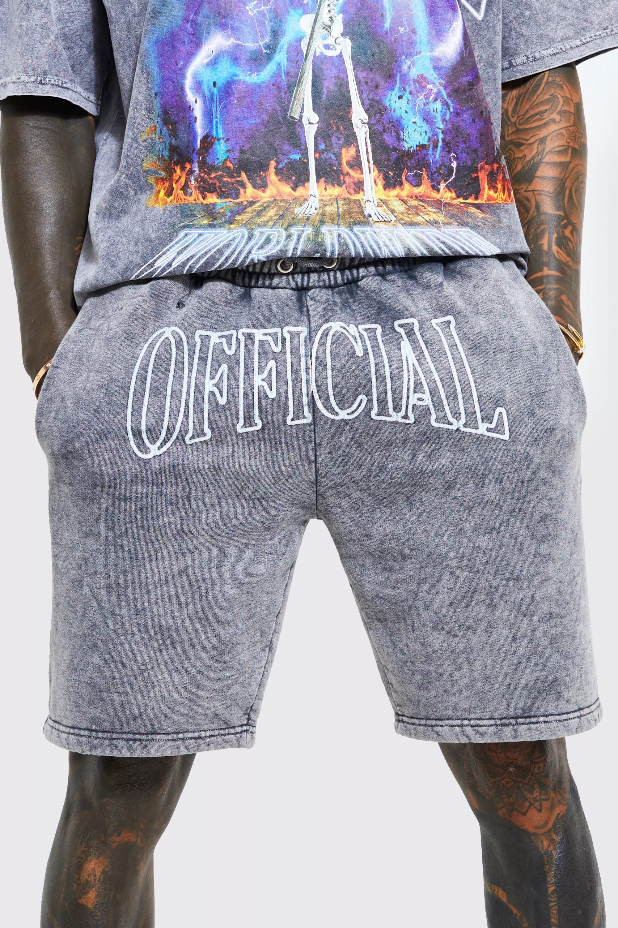 Lockere Official Shorts mit Acid-Waschung, Charcoal alternatives Bild