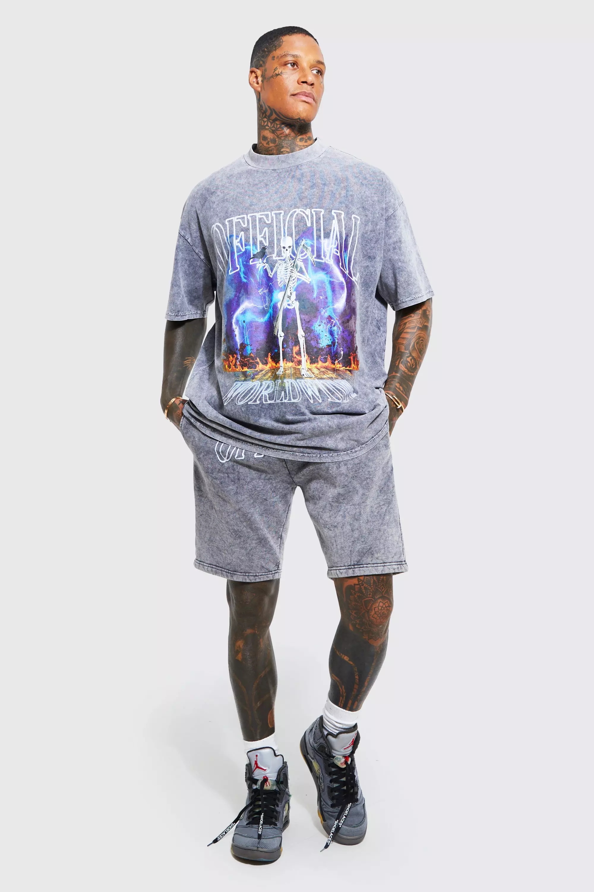 Lockere Official Shorts mit Acid-Waschung, Charcoal alternatives Bild