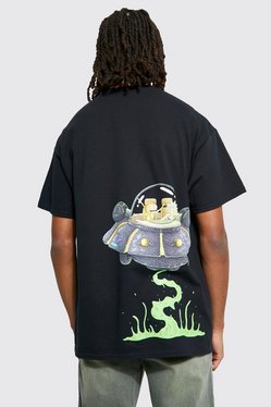 Oversized Rick & Morty Spaceship T-shirt | boohooMAN