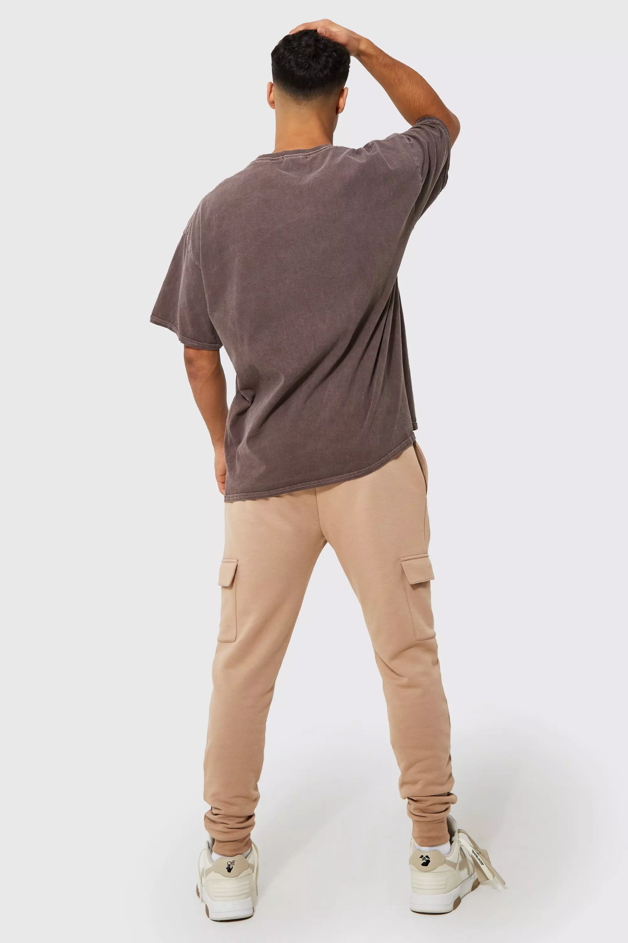 Oversized Washed Wyoming Print T-shirt | boohooMAN USA