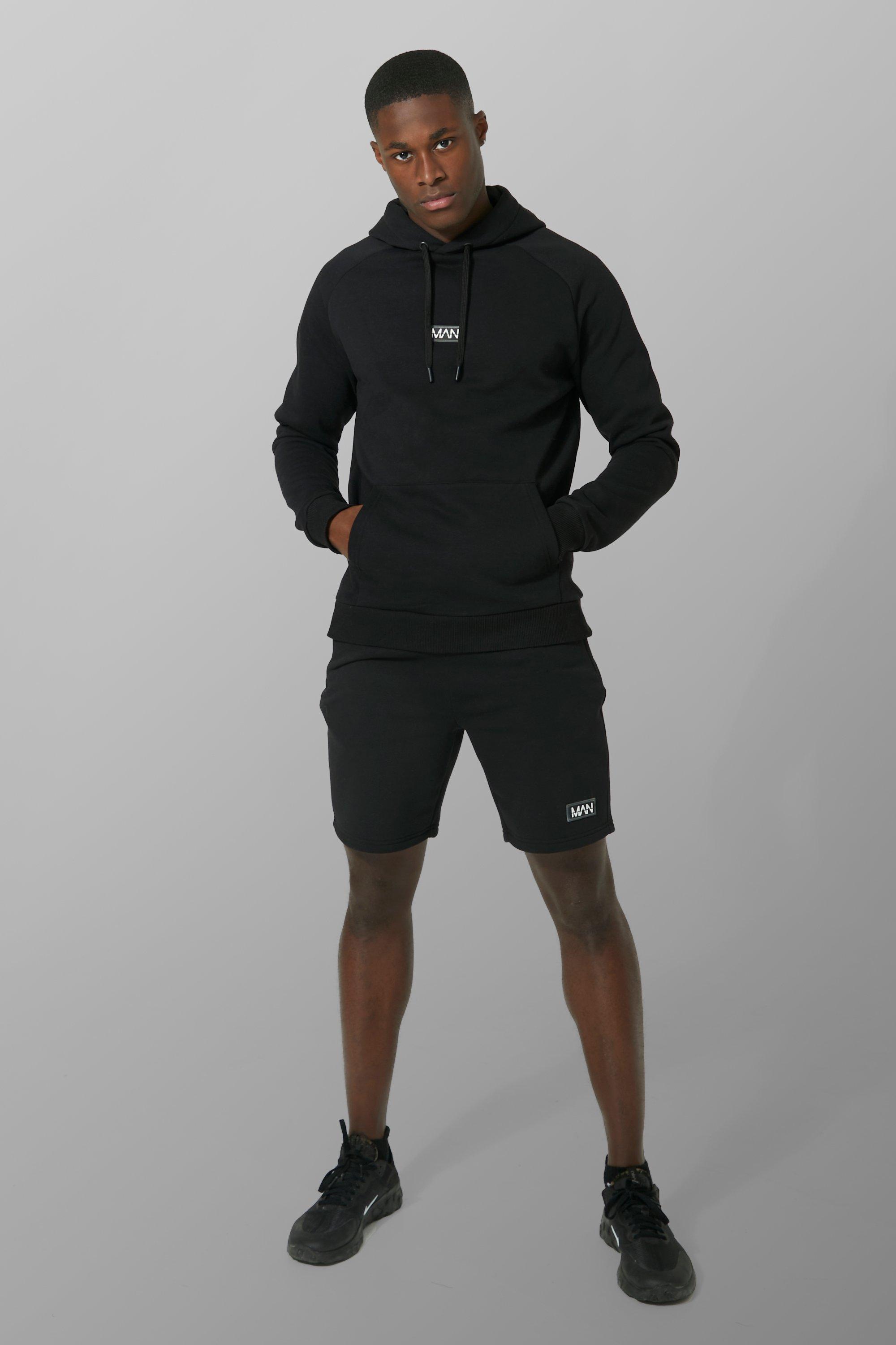 Man Active Training Hoodie And Short Set boohooMAN USA