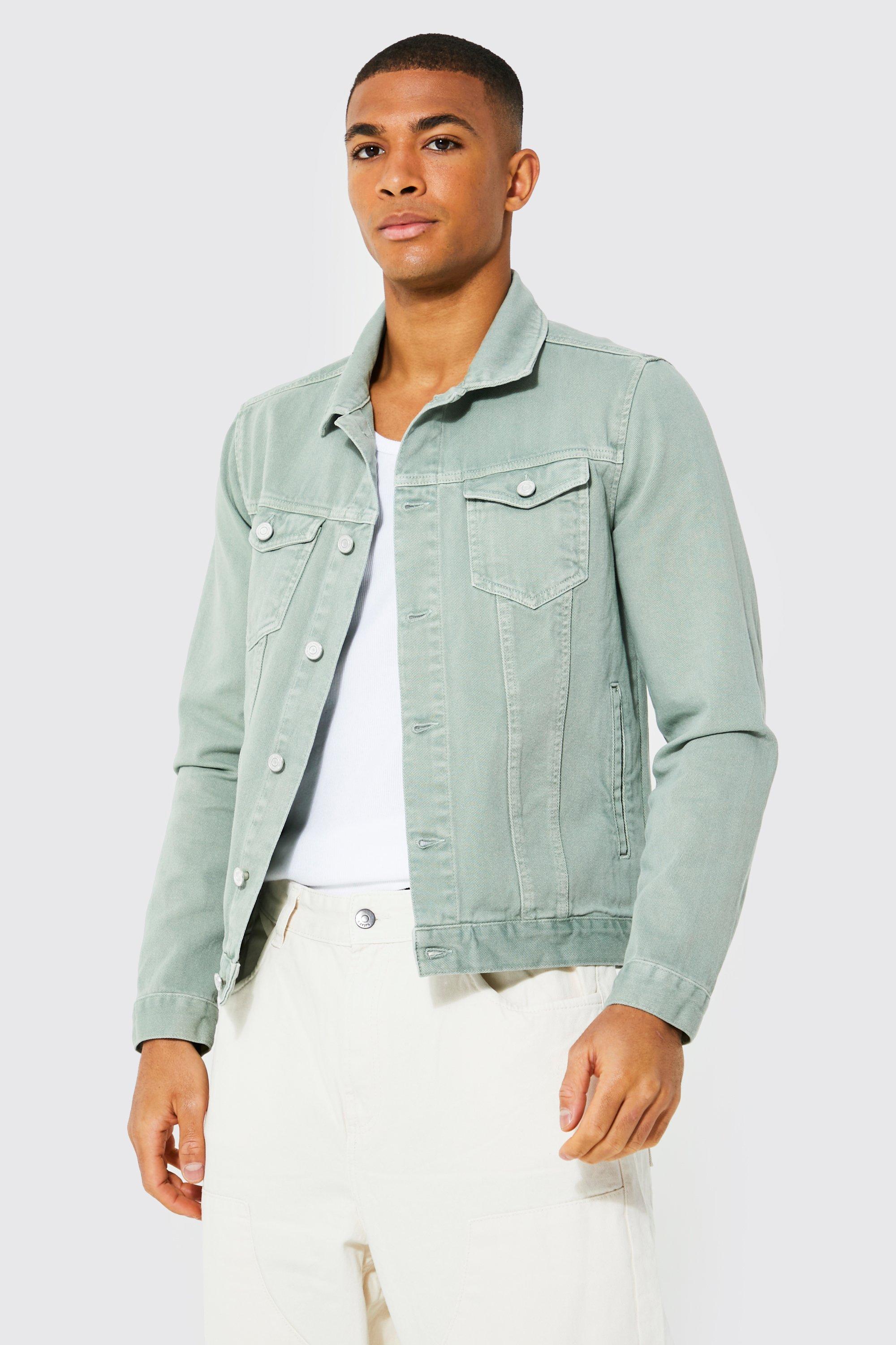 Mint green hot sale denim jacket