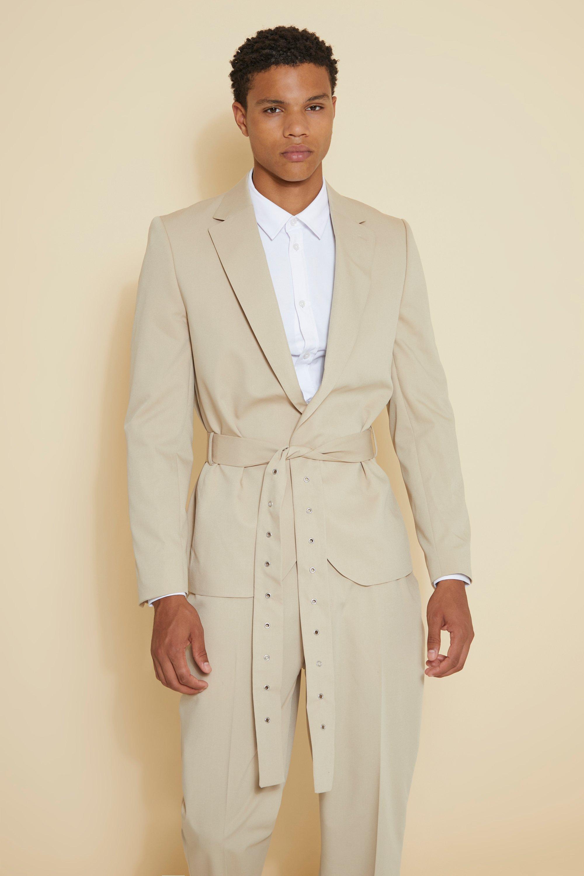 Relaxed Single Breasted Belted Suit Jacket | boohooMAN USA