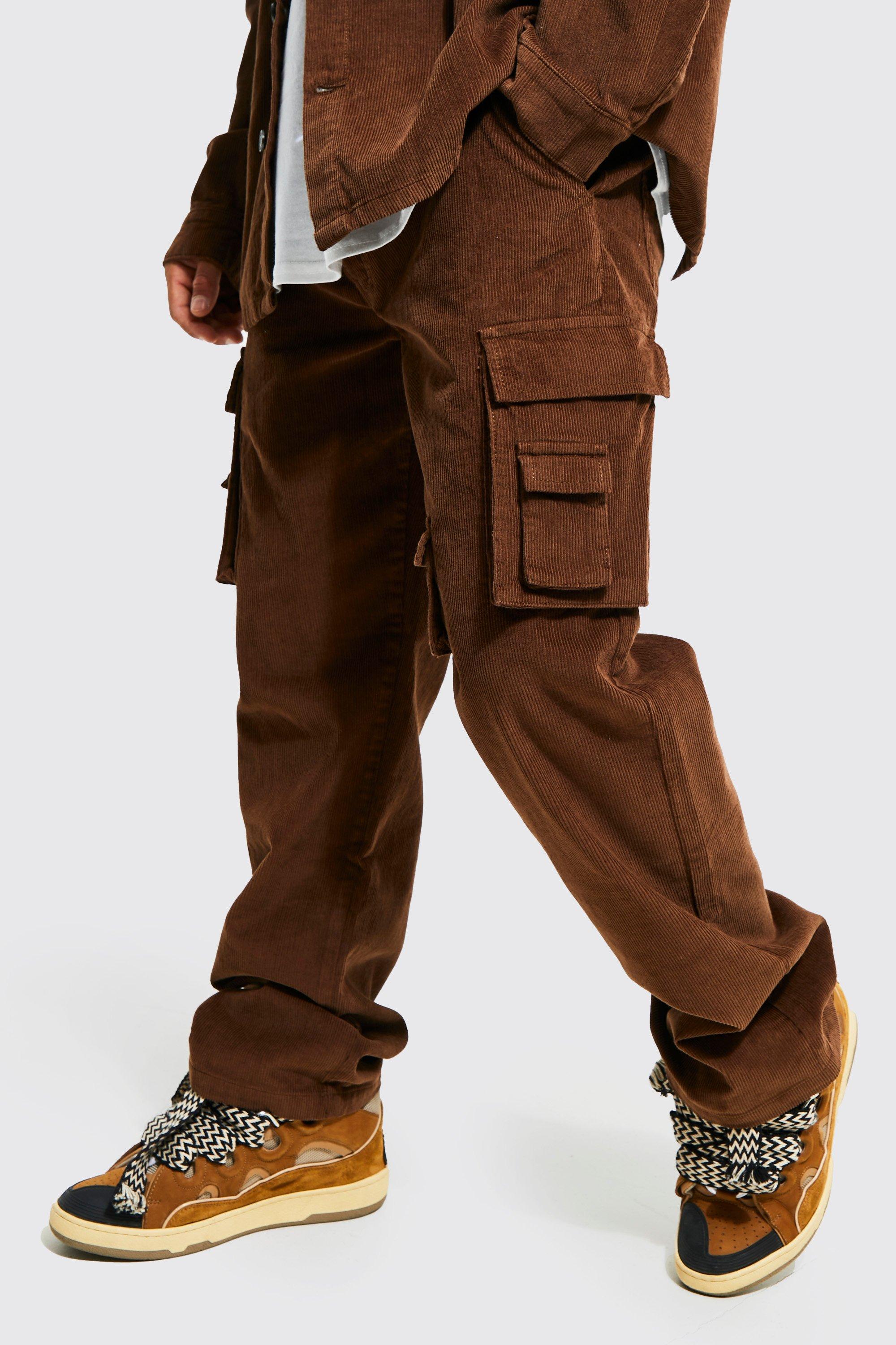 Relaxed Fit Multi Pocket Cord Cargo Pants | boohooMAN USA