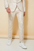 Pantalon de costume slim à motif jacquard, White