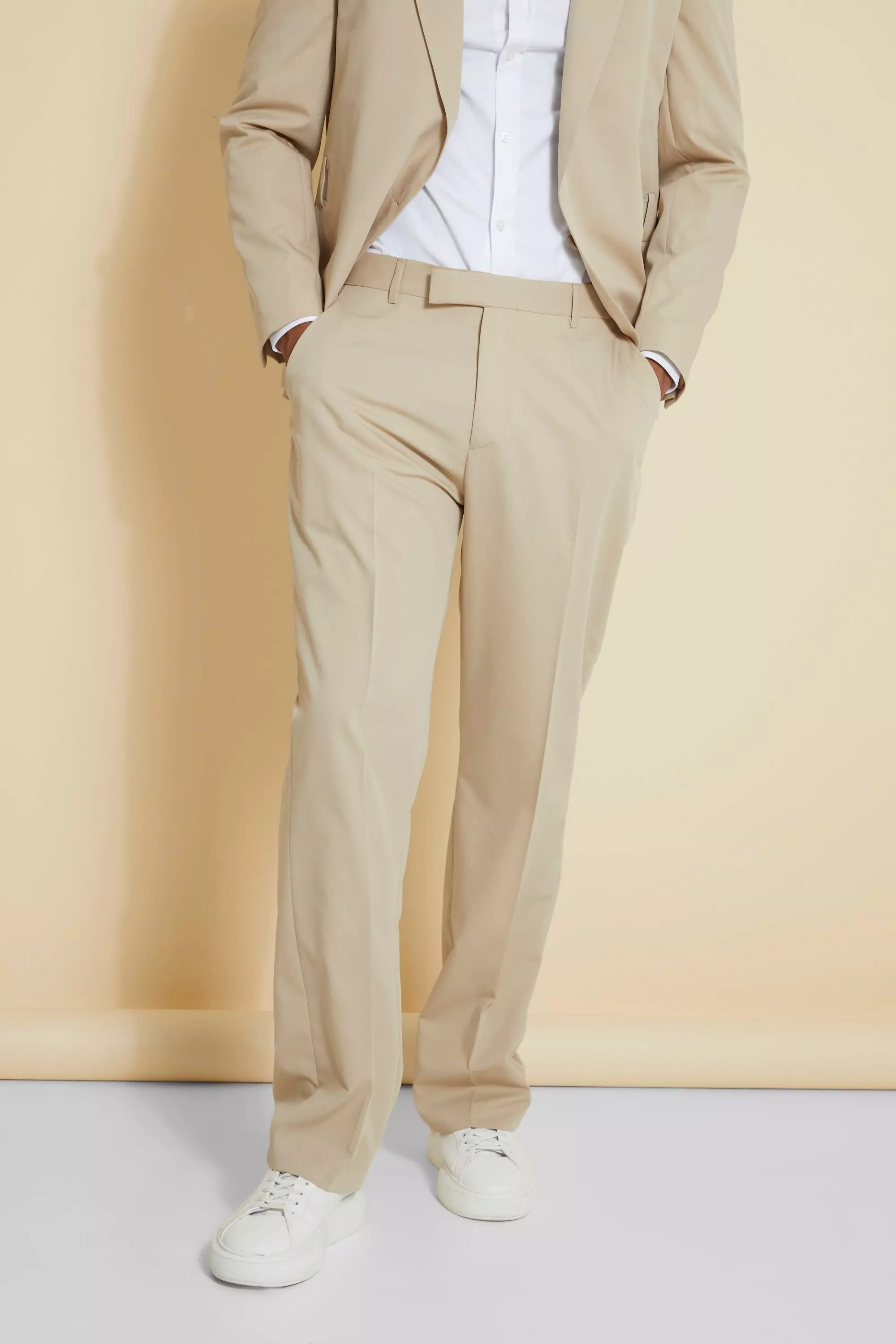 BEIGE RELAXED SUIT JACKET AND TROUSERS