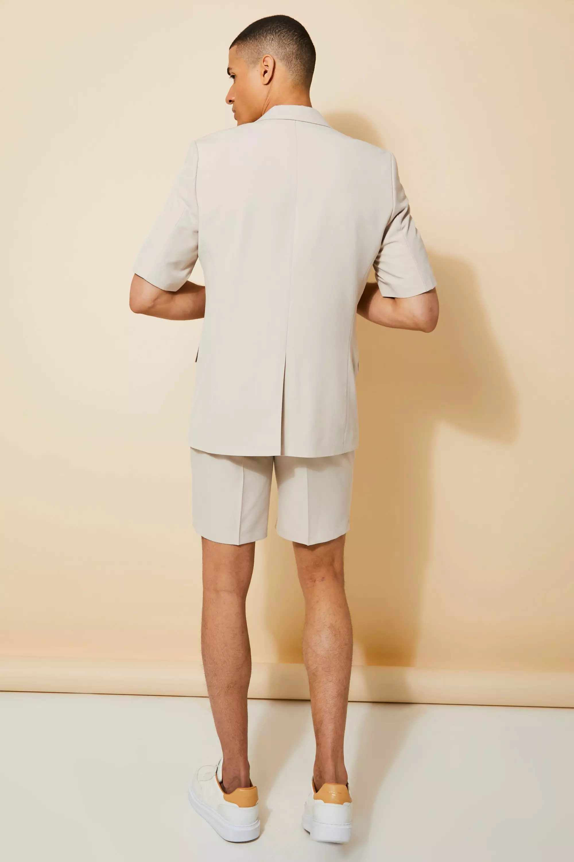 Beige Short Sleeve Slim Suit Jacket alternative image