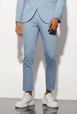 Blue Crop Suit Pants