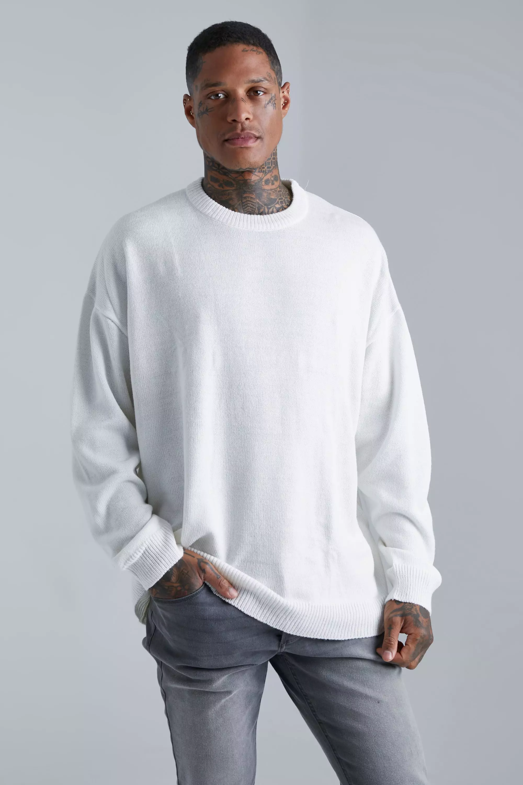 Mens chunky crew neck jumpers sale