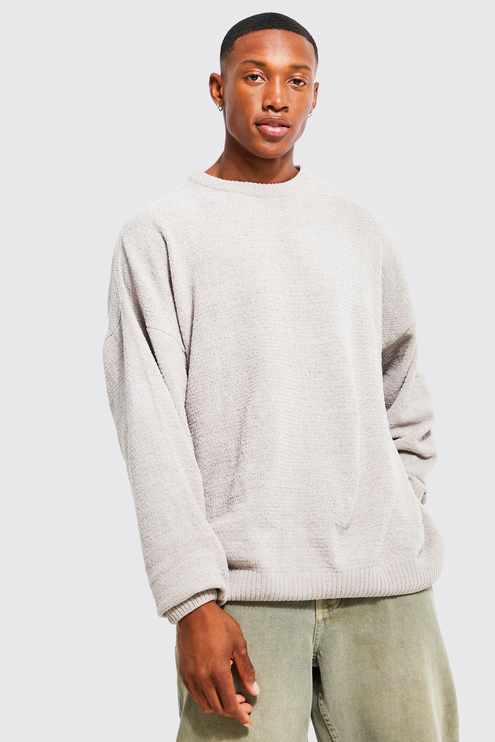 Oversized white discount crew neck sweater