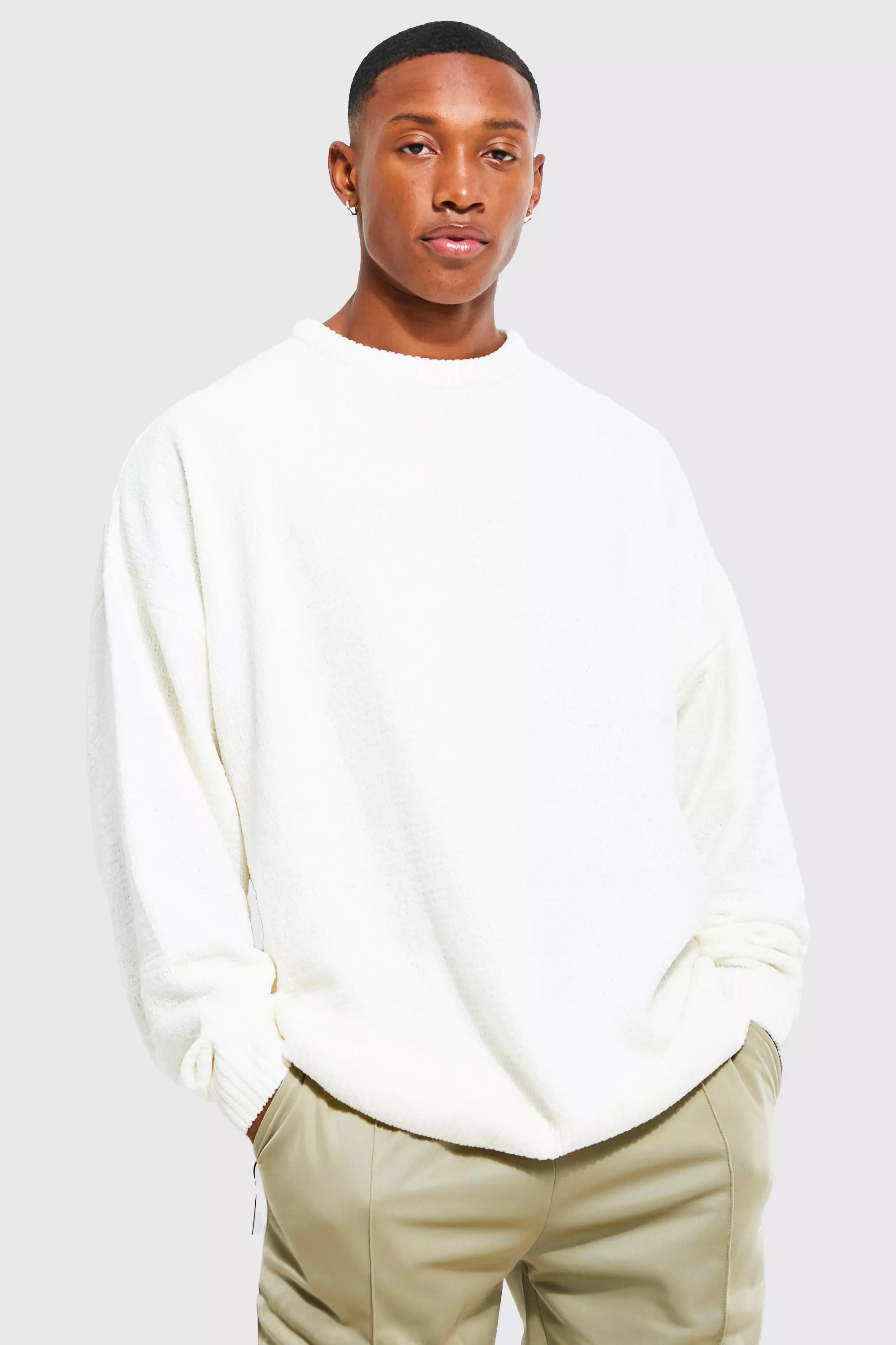Cream White Oversized Chenille Sweater