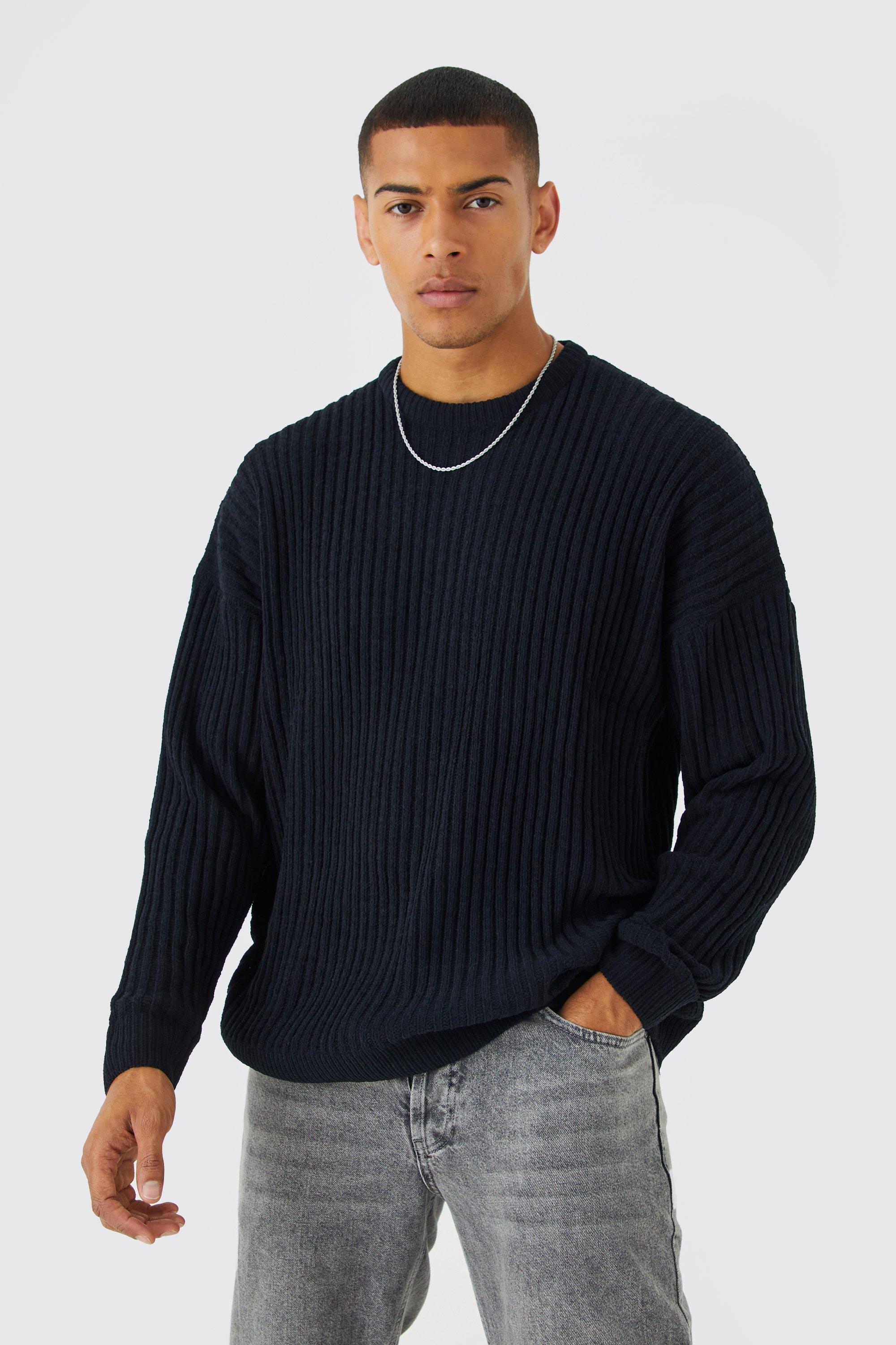 Oversized Brushed Yarn Crew Neck Jumper