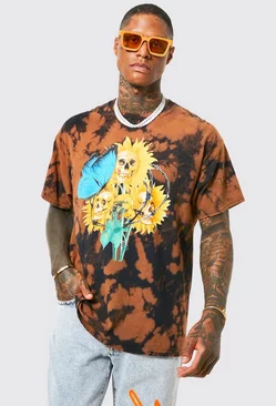 boohooman.com | Oversized Floral Graphic Tie Dye T-shirt