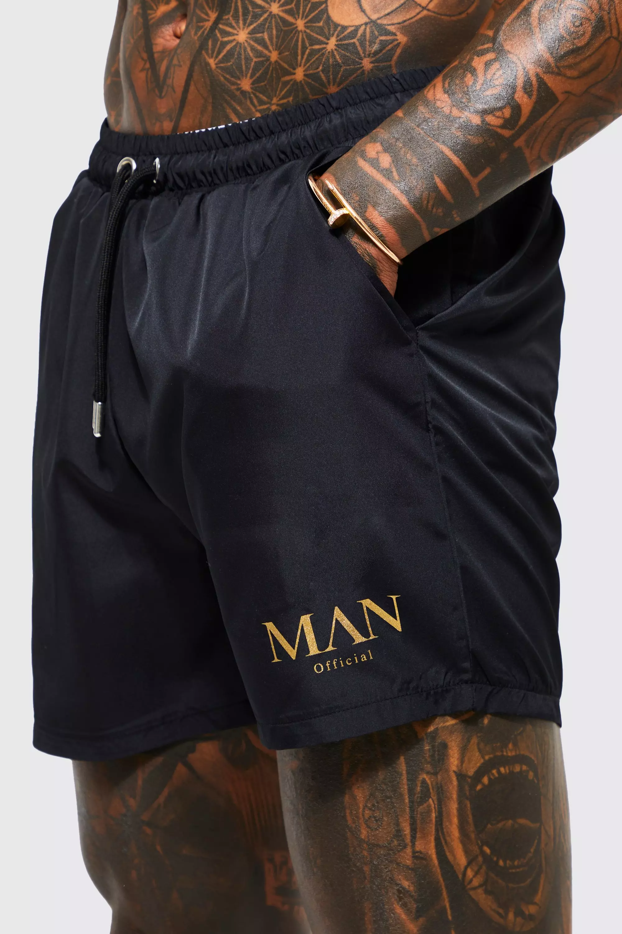 Mittellange Man Gold Badehose boohooMAN DE