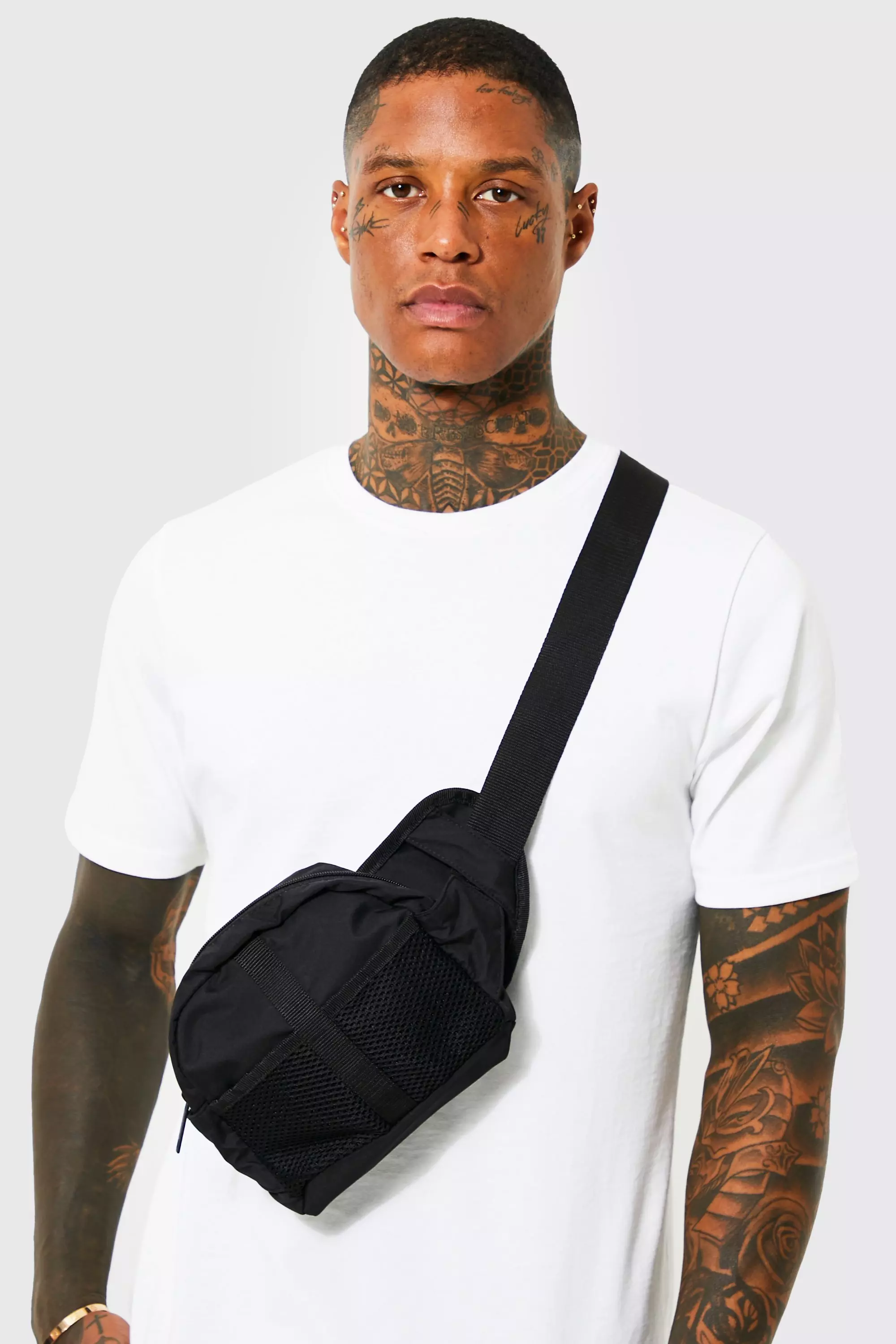 Mesh Pocket Bum Bag boohooMAN
