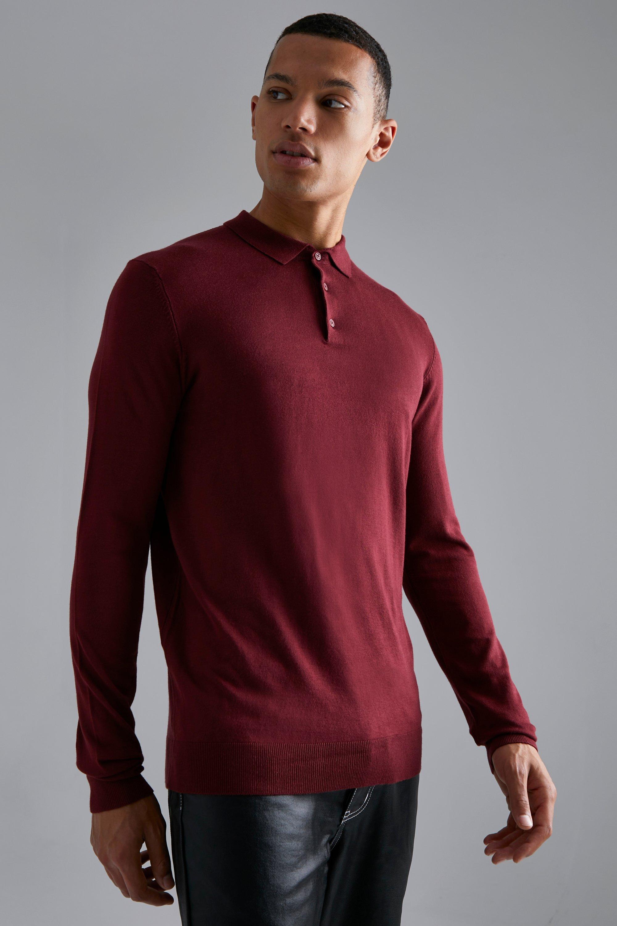 boohooMAN Men's Regular Long Sleeve Polo