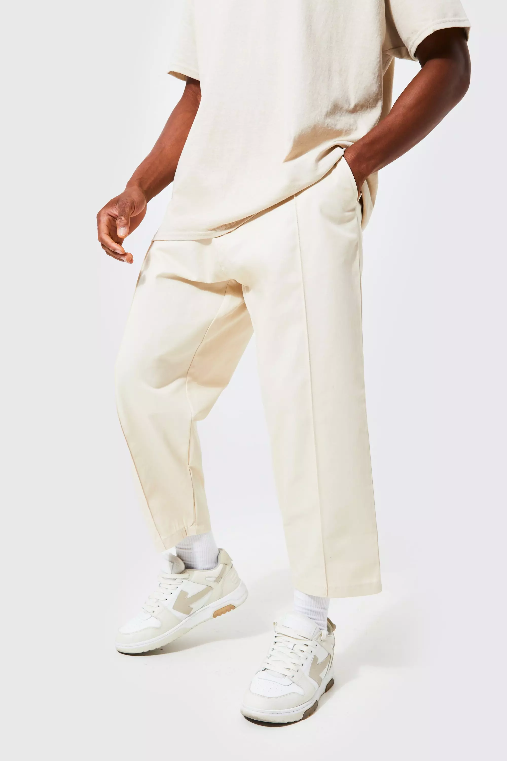 Ecru Fixed Waist Skate Fit Cropped Chino Trouser alternative image