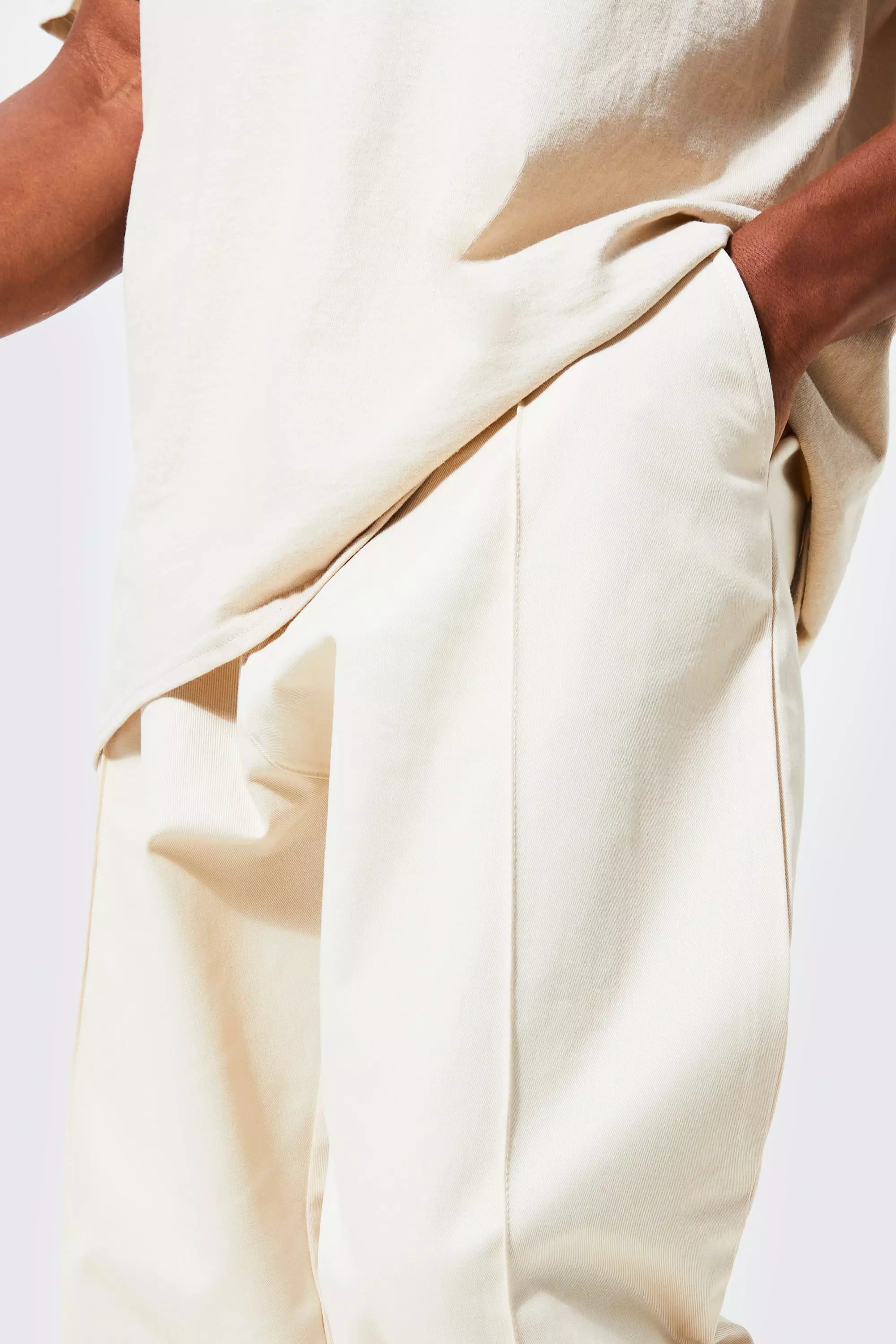 Ecru Fixed Waist Skate Fit Cropped Chino Trouser alternative image