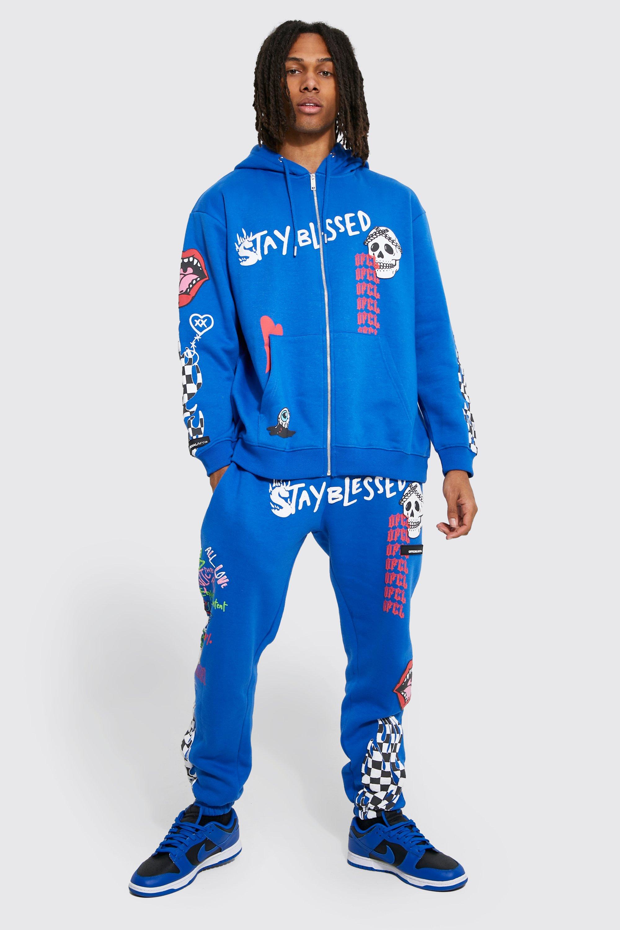 Boohooman cheap blue tracksuit