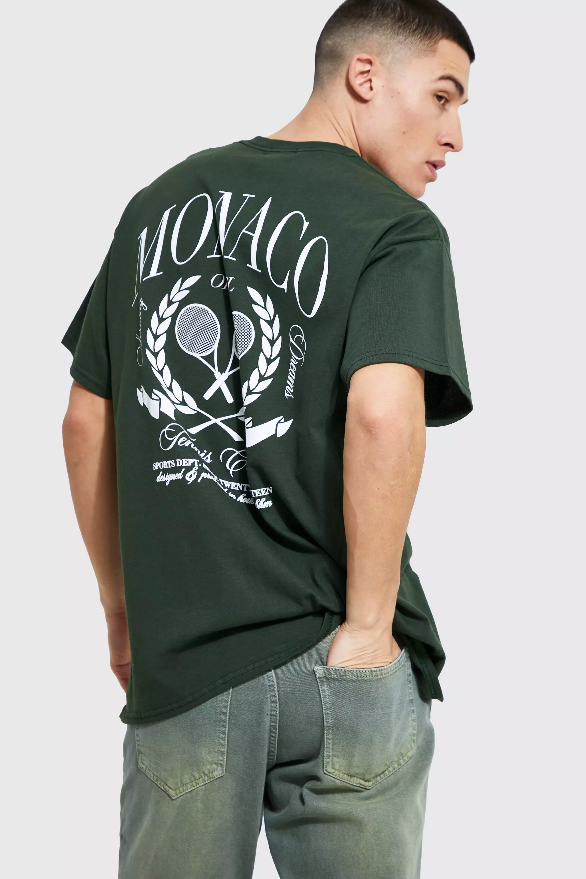 Oversized Monaco Tennis Graphic T-shirt | boohooMAN USA