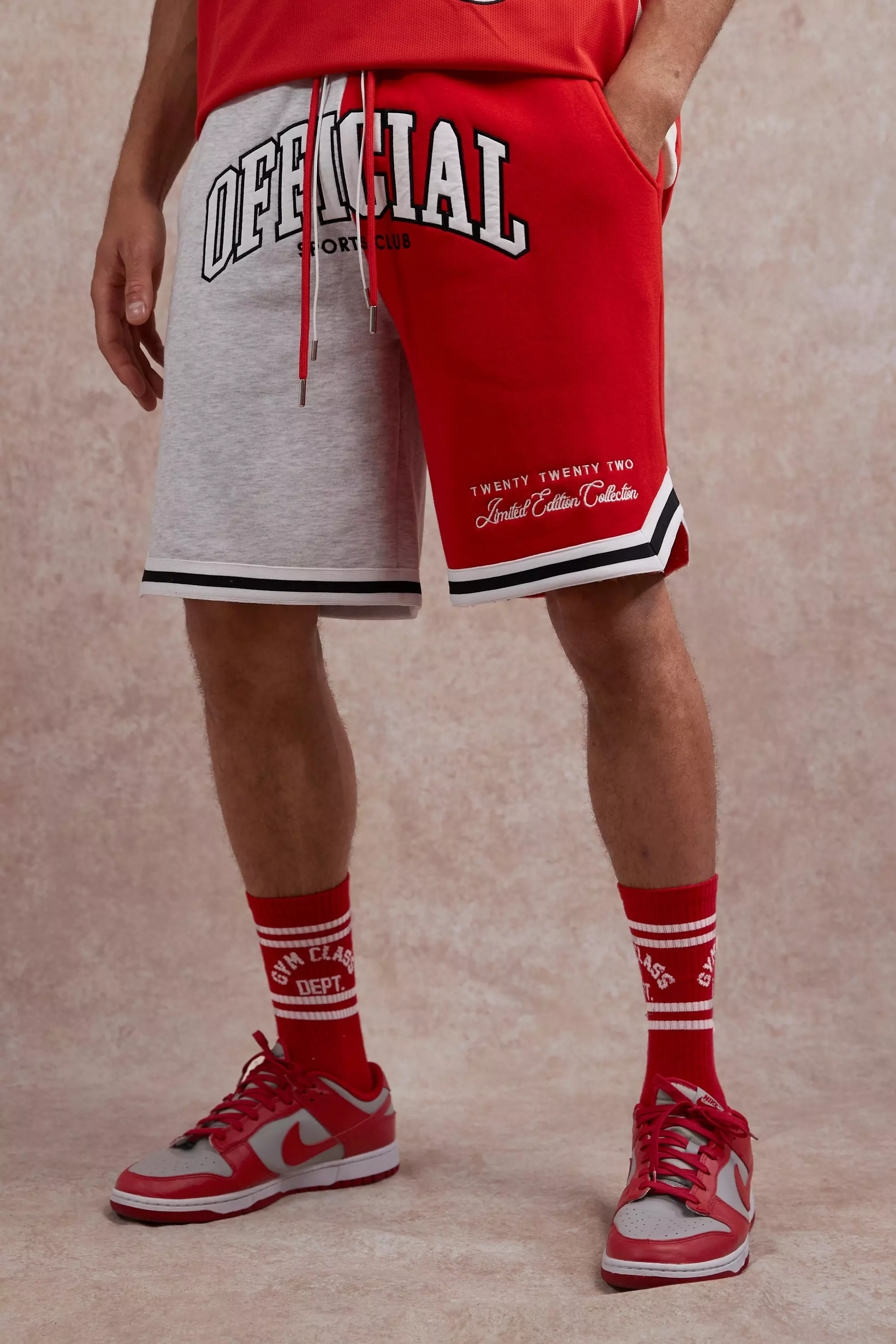 Red Official Gesplitste Jersey Basketbal Shorts alternatieve afbeelding