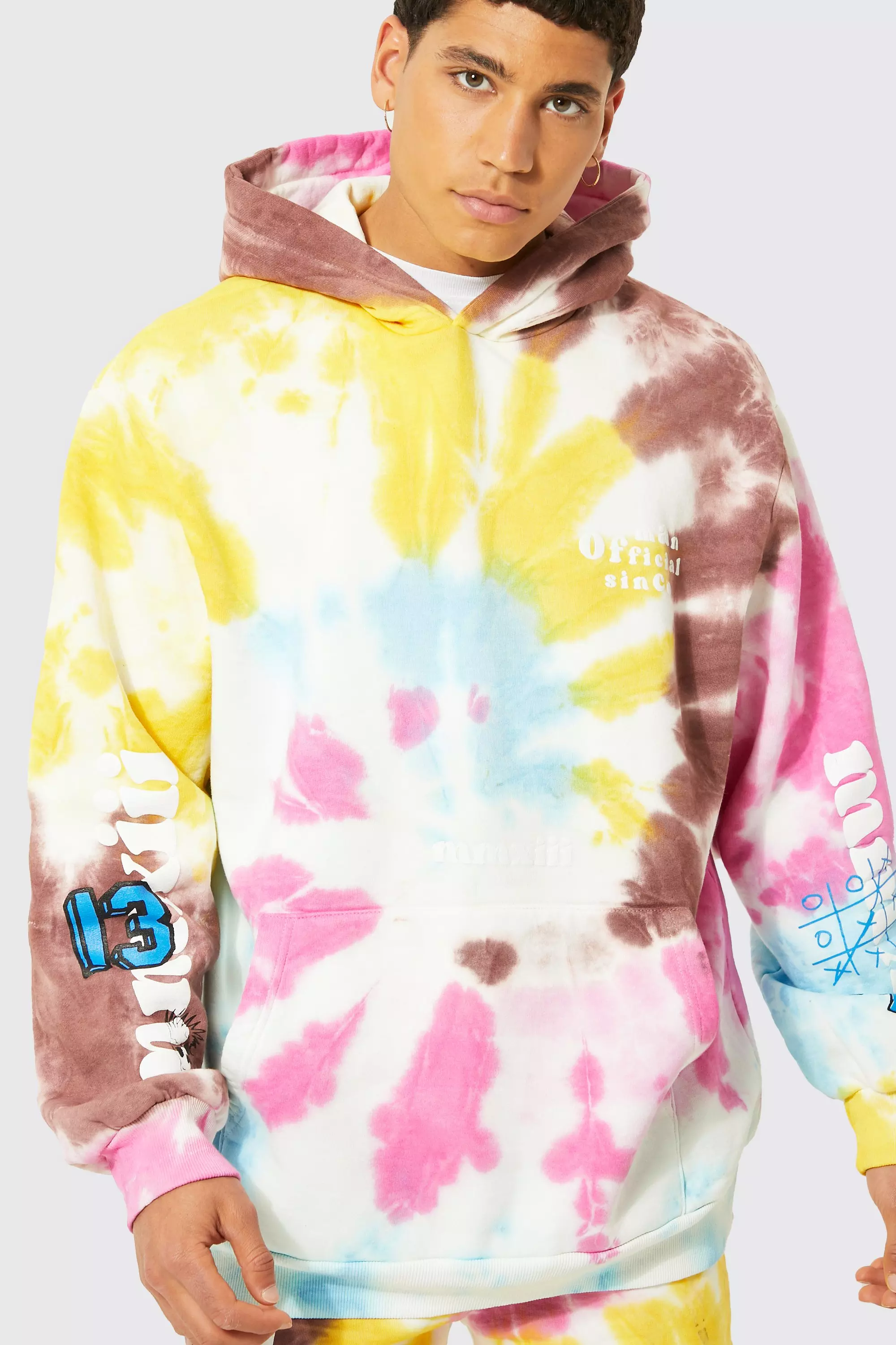 Mens tie dye hoodie set sale